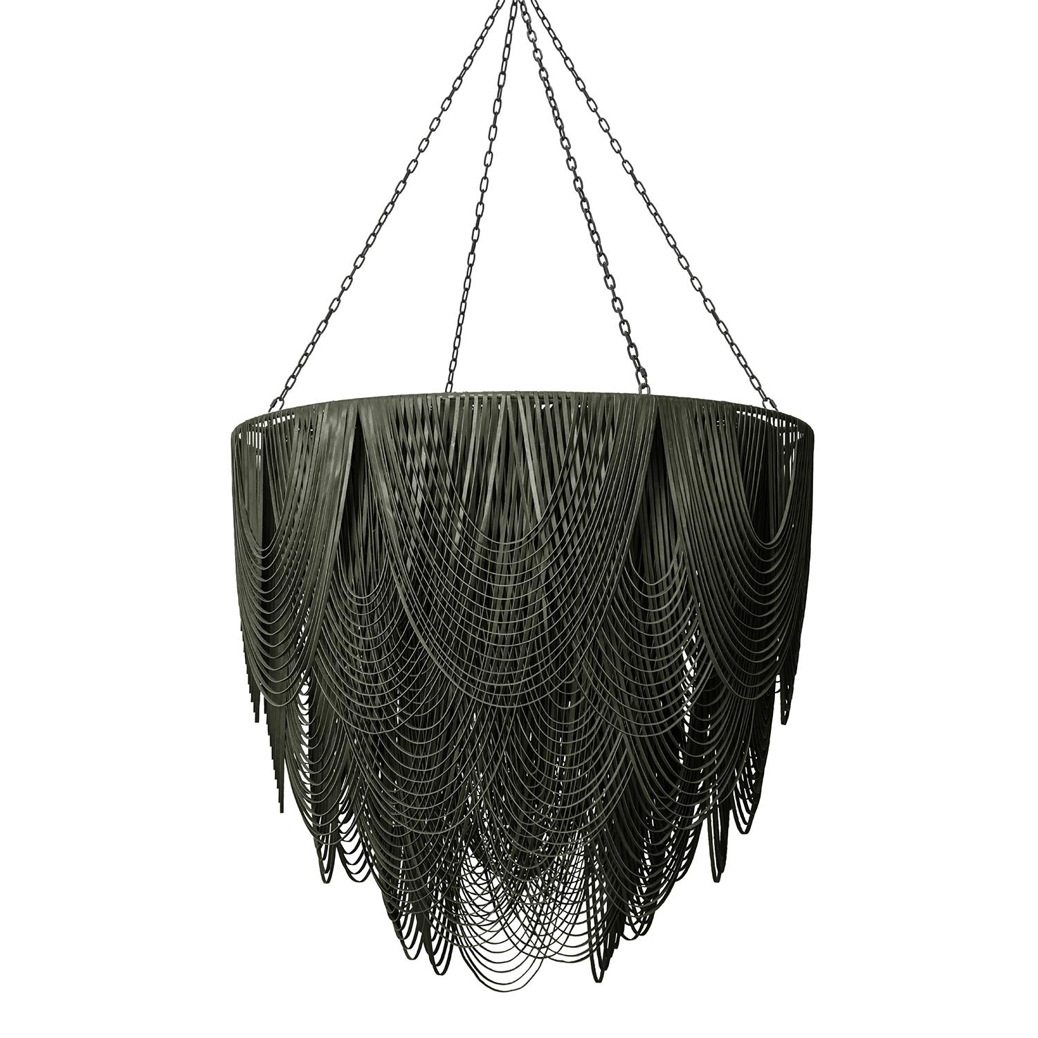 XXL Round Whisper Leather Chandelier in NeKeia Leather