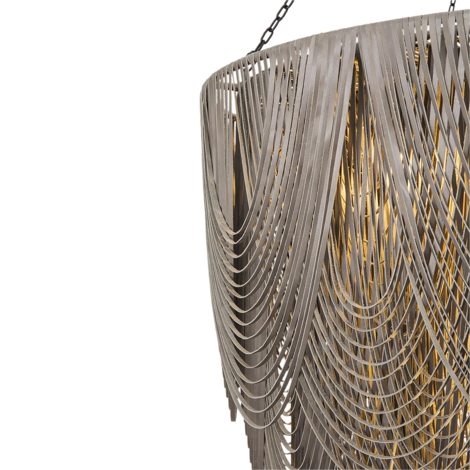 XXL Round Whisper Leather Chandelier in Premium Leather