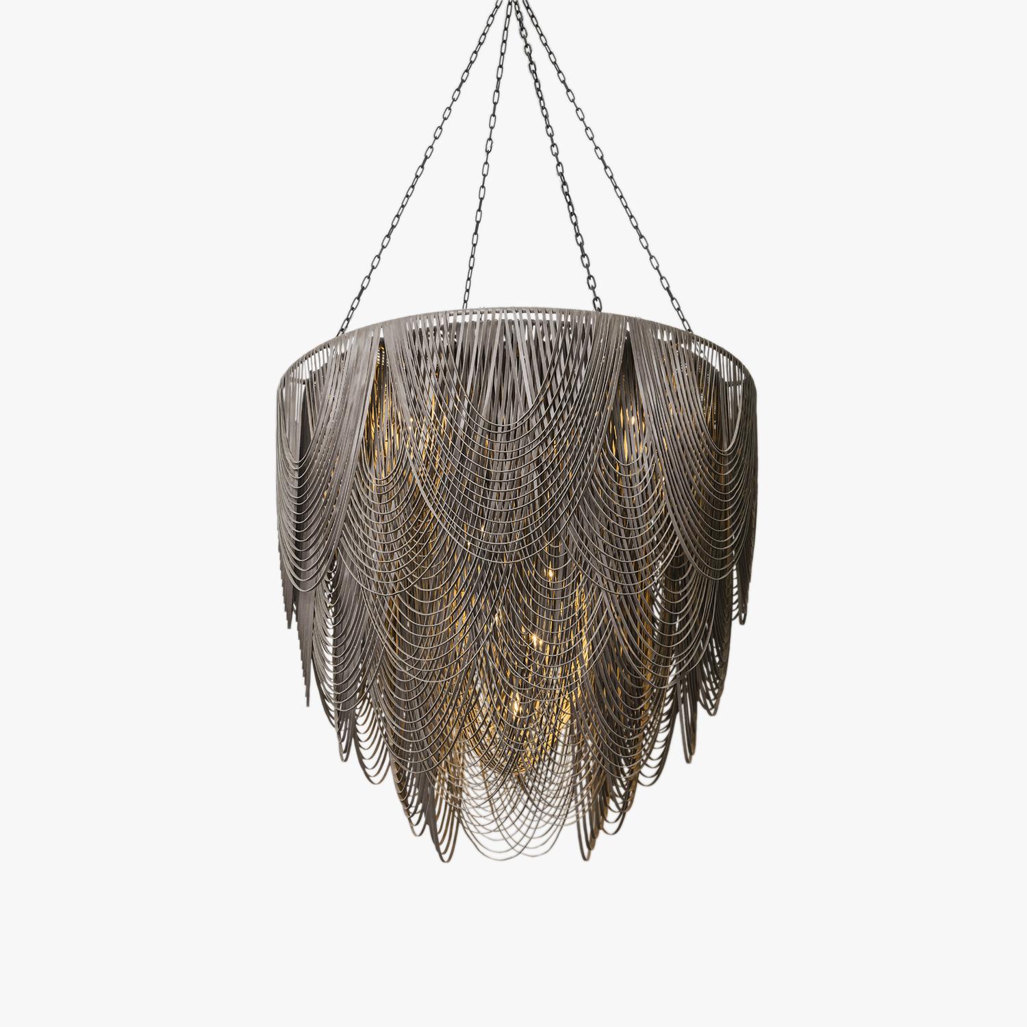 XXL Round Whisper Leather Chandelier in Premium Leather