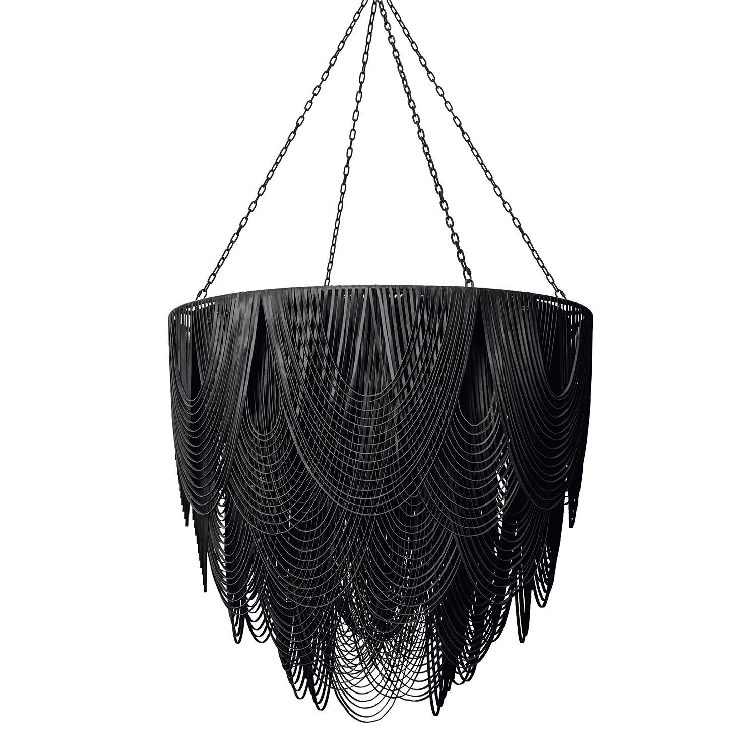 XXL Round Whisper Leather Chandelier in Premium Leather