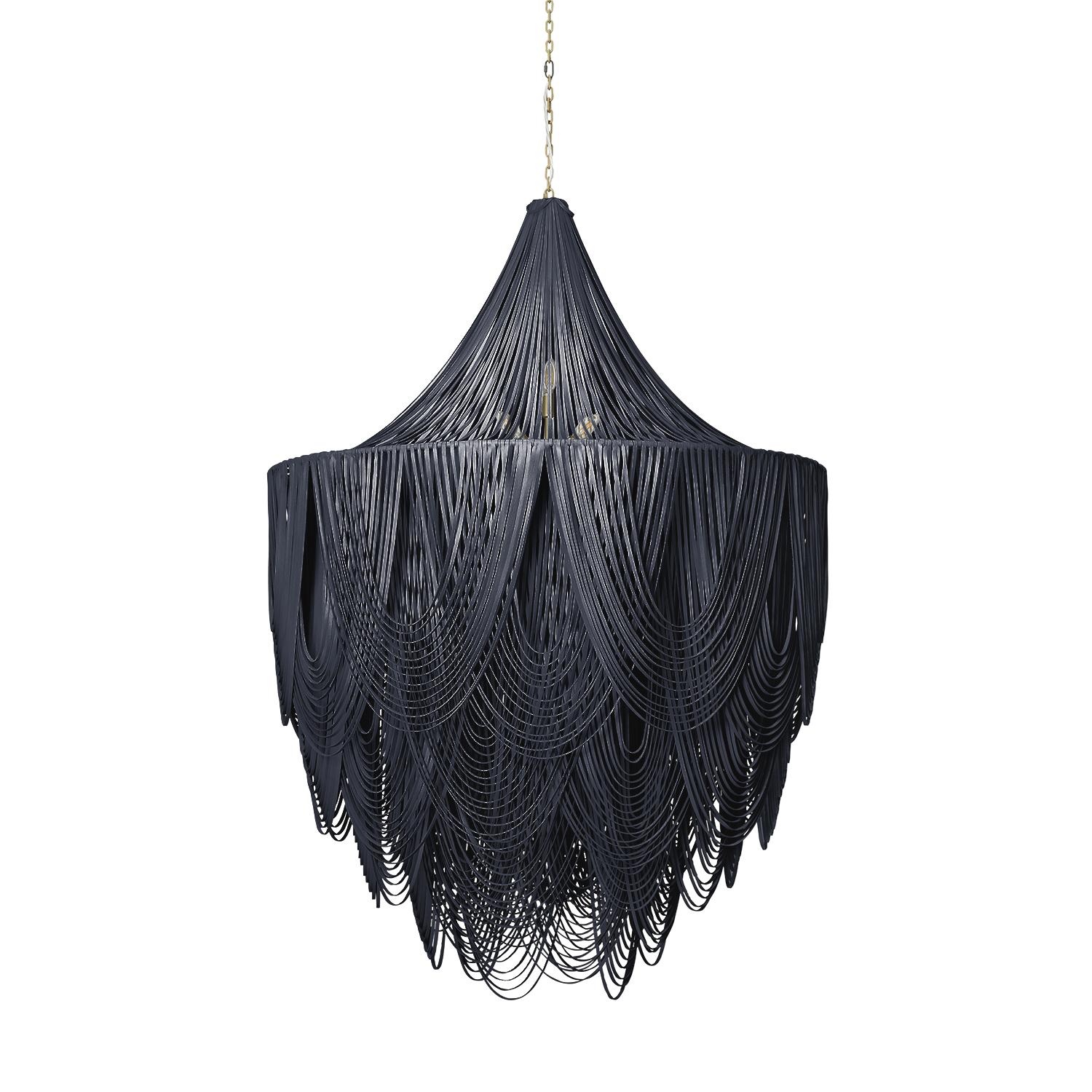 XXL Round Whisper with Crown Leather Chandelier in NeKeia Leather