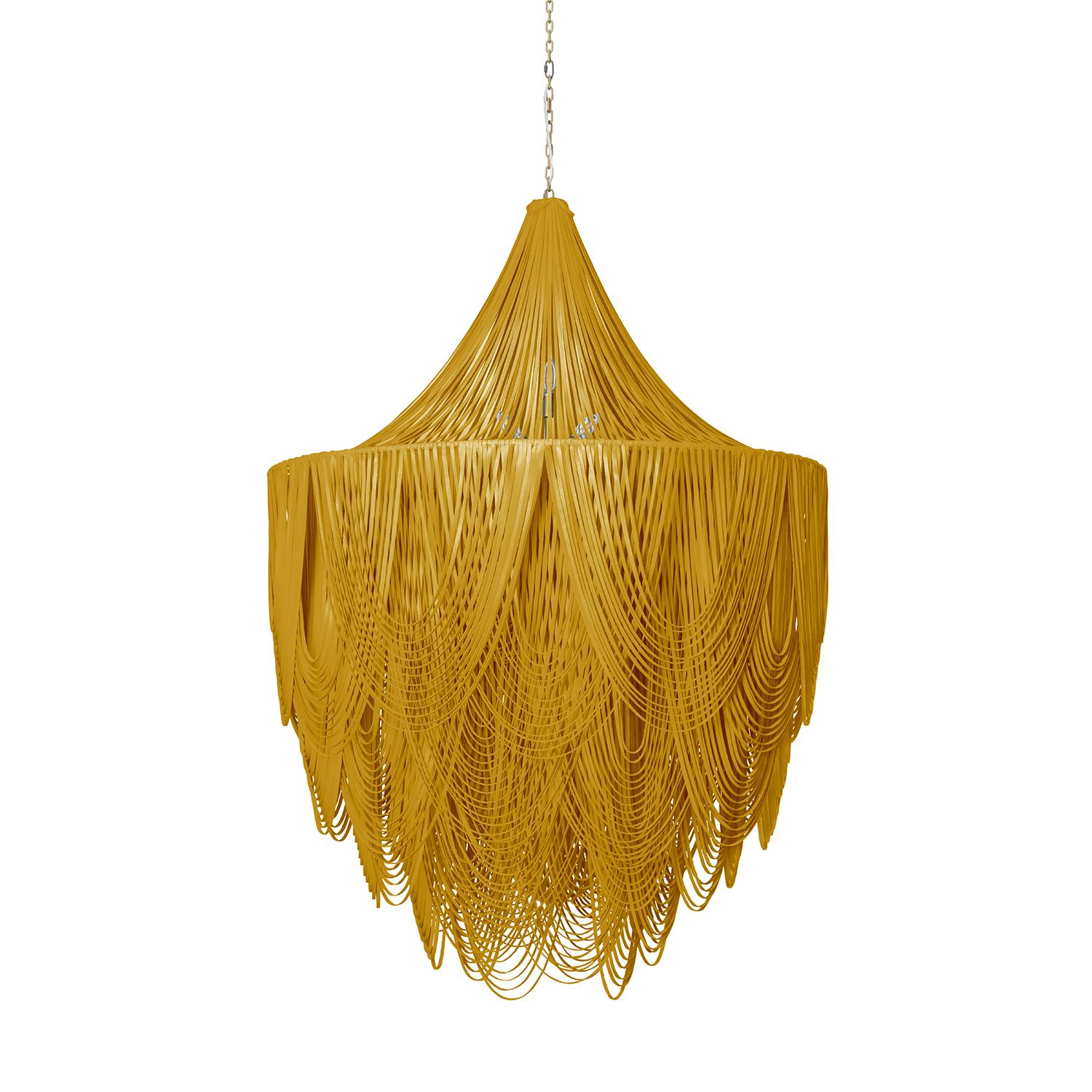 XXL Round Whisper with Crown Leather Chandelier in NeKeia Leather