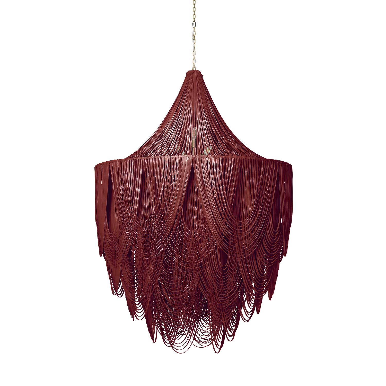 XXL Round Whisper with Crown Leather Chandelier in NeKeia Leather