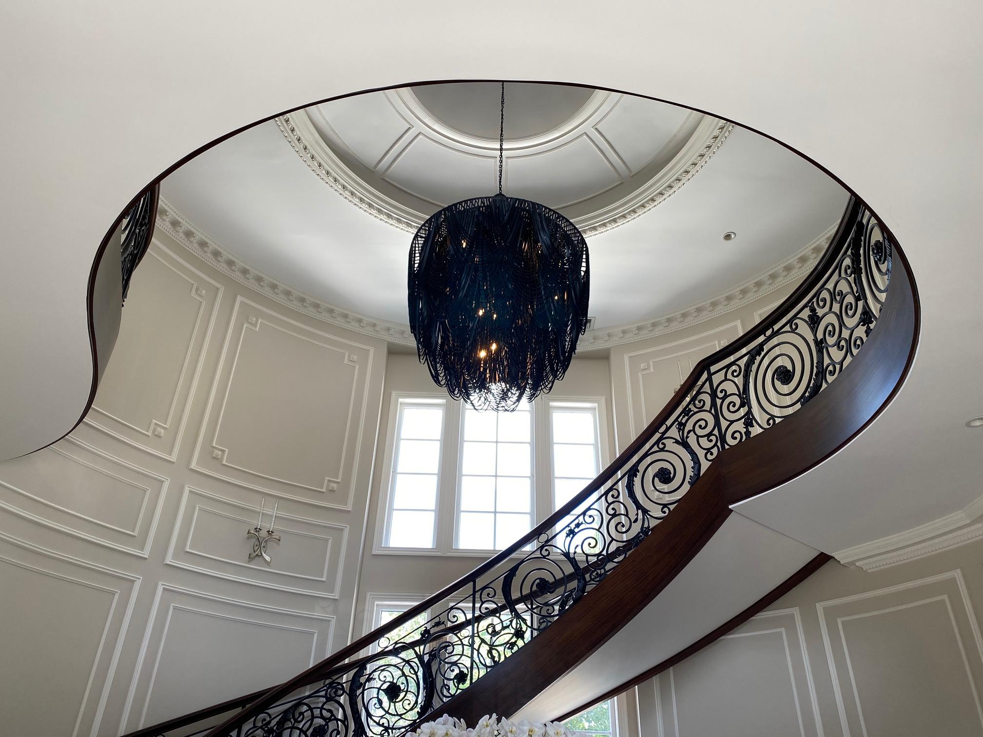 XXL Round Whisper with Crown Leather Chandelier