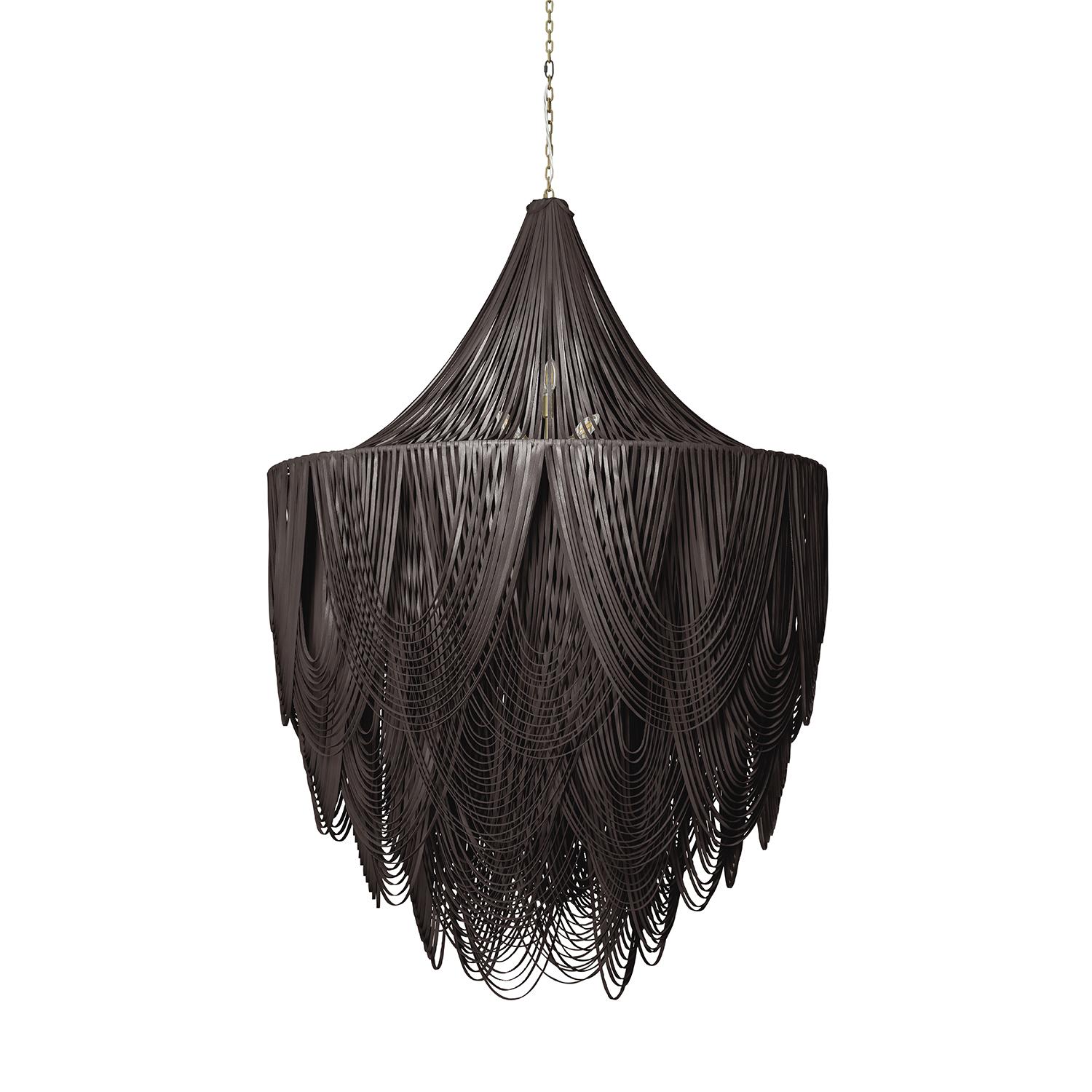 XXL Round Whisper with Crown Leather Chandelier in Premium Leather