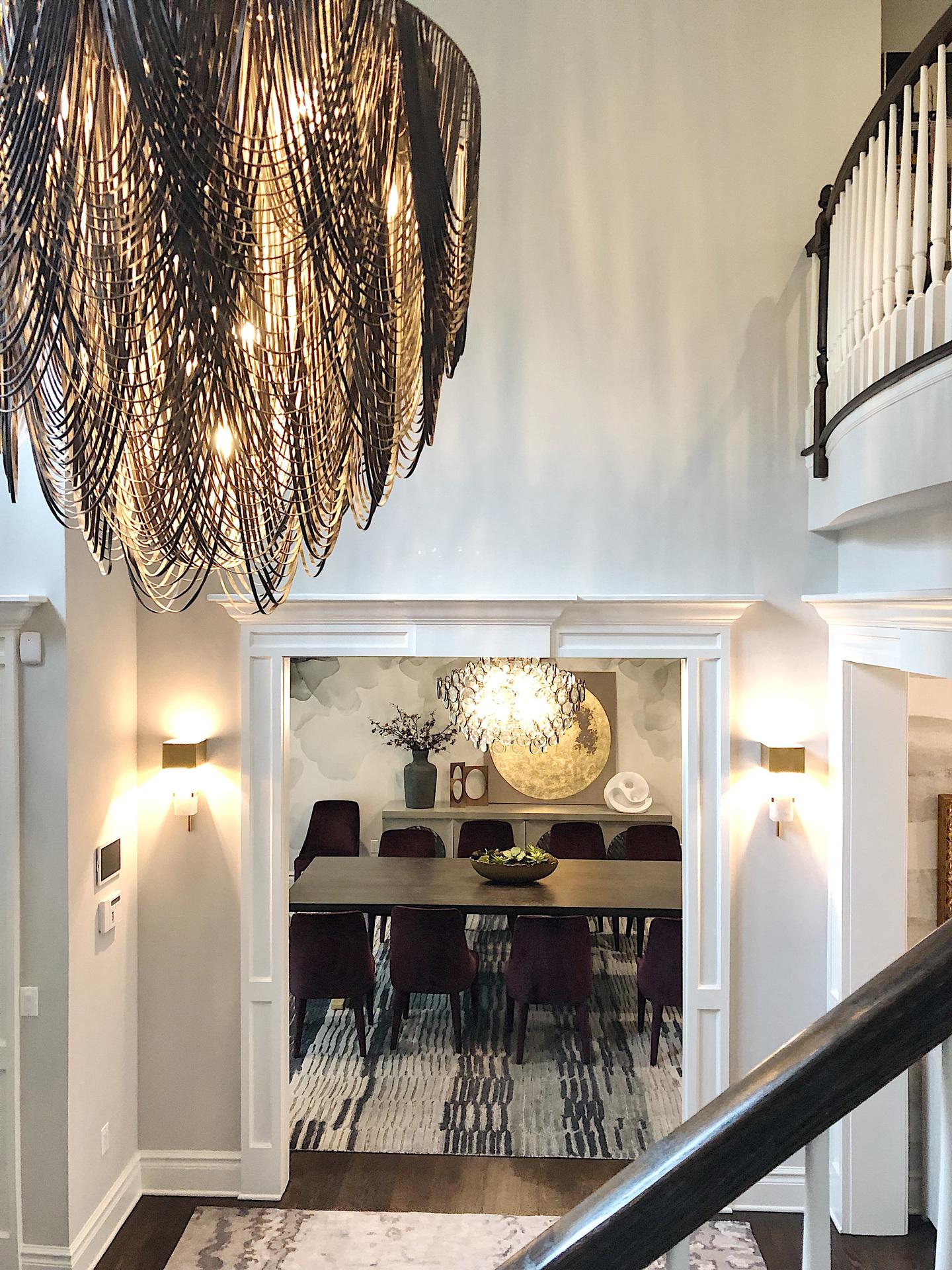 XXL Round Whisper with Crown Leather Chandelier