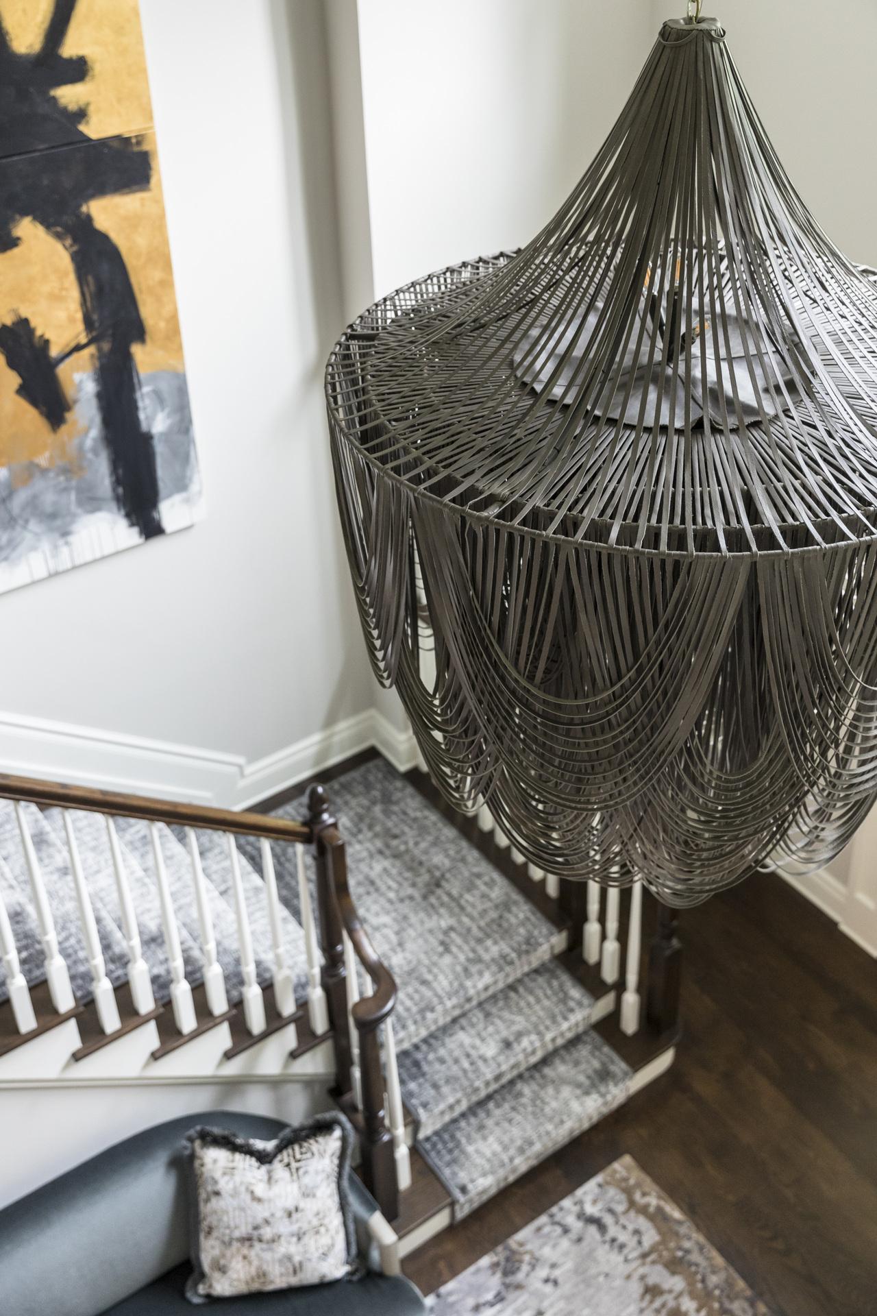 XXL Round Whisper with Crown Leather Chandelier