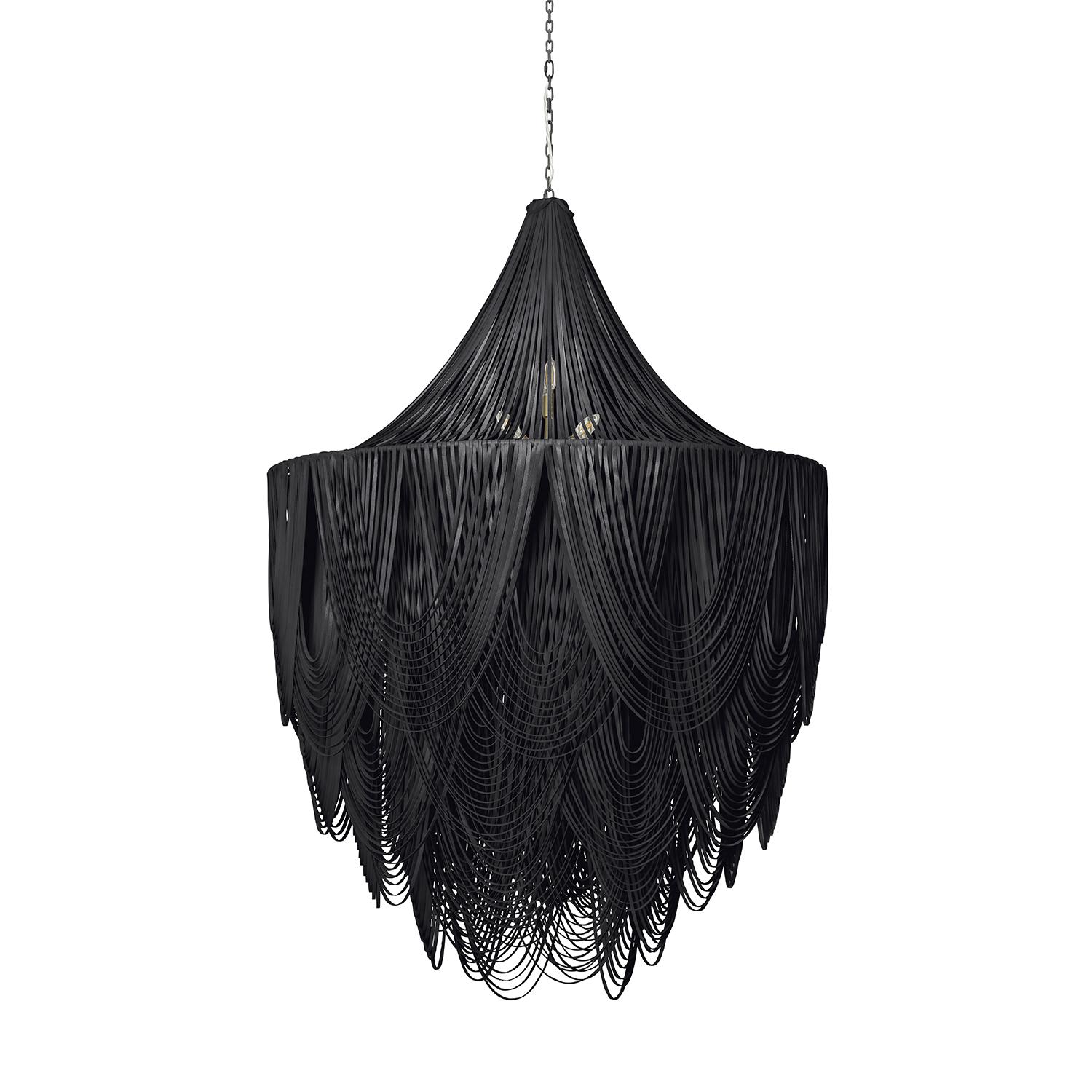 XXL Round Whisper with Crown Leather Chandelier in Premium Leather