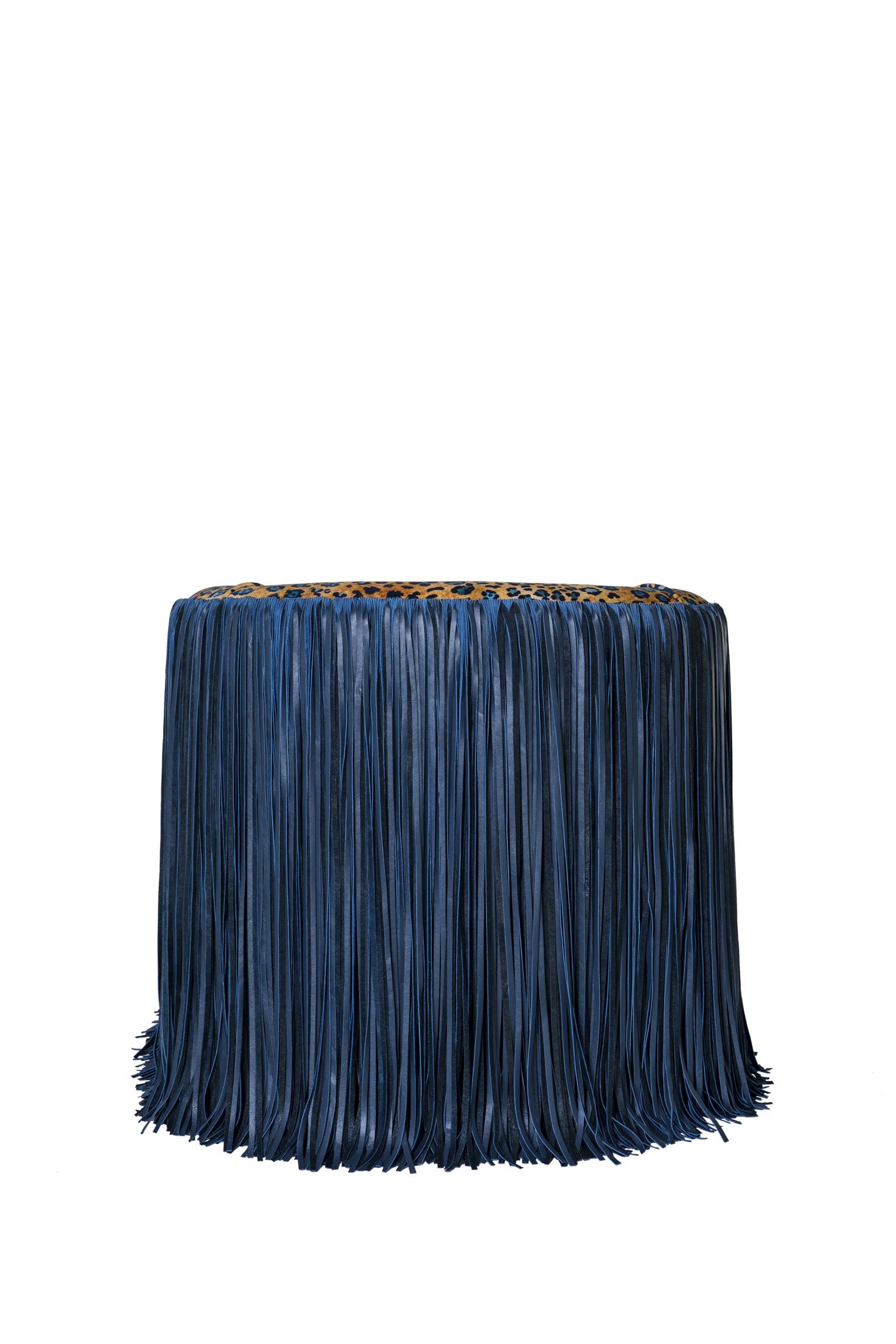 Safari Spot Shaggy Leather Swivel Chair