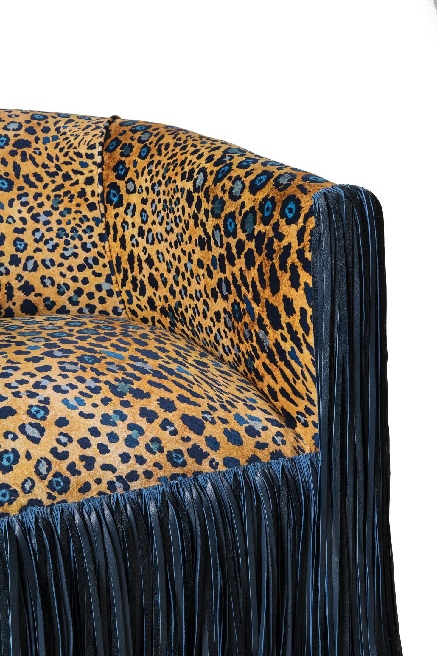 Safari Spot Shaggy Leather Swivel Chair