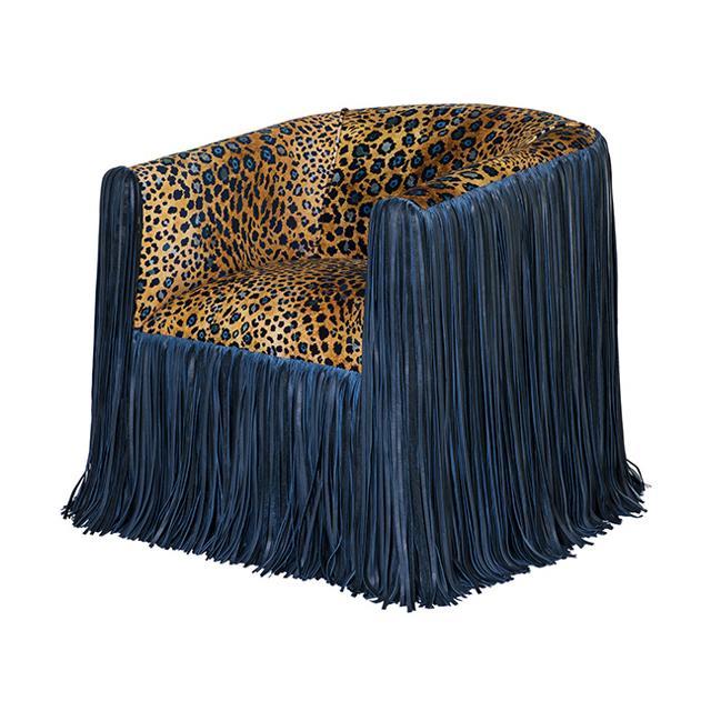 Safari Spot Shaggy Leather Swivel Chair