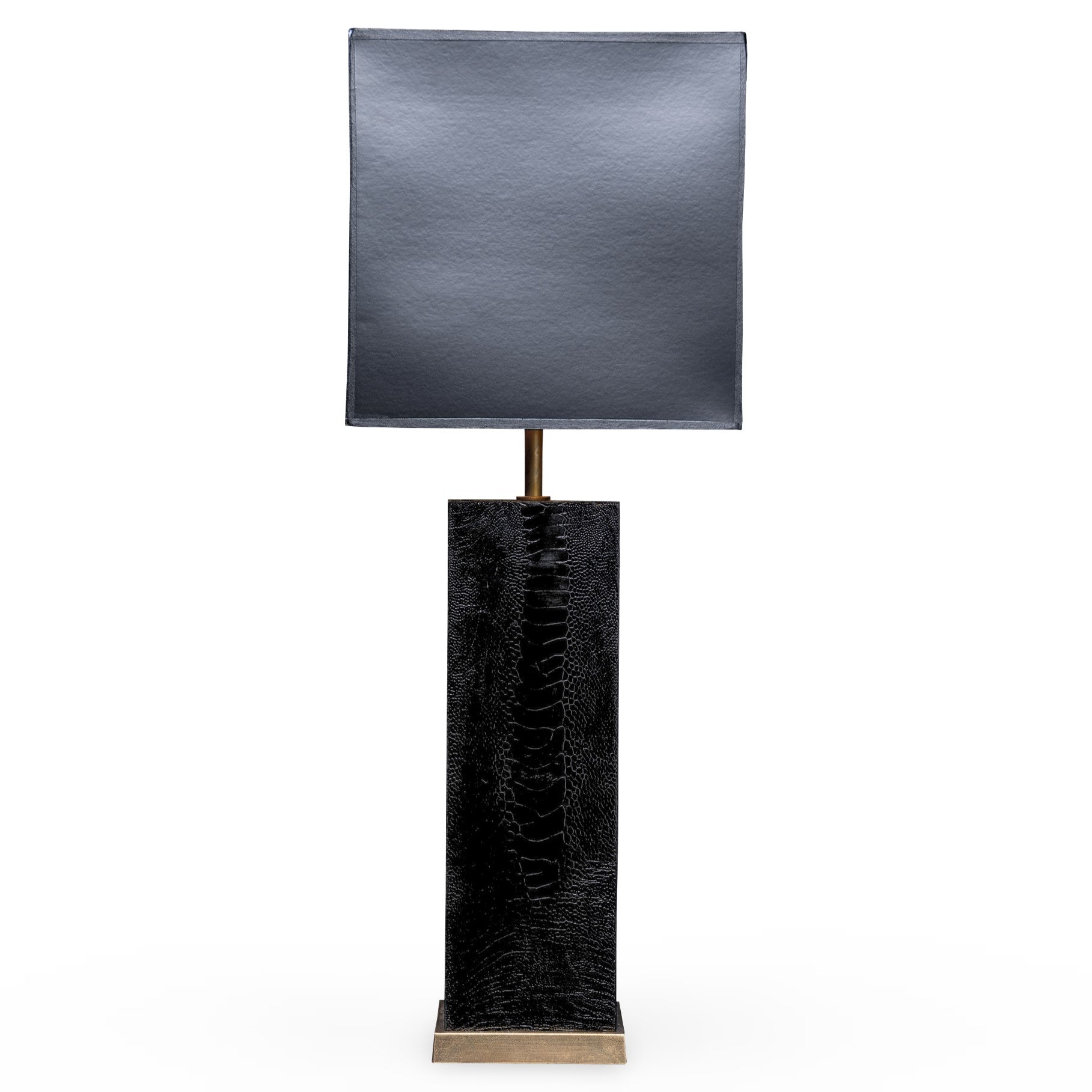 Keira Column Table Lamp in Black Ostrich Shin
