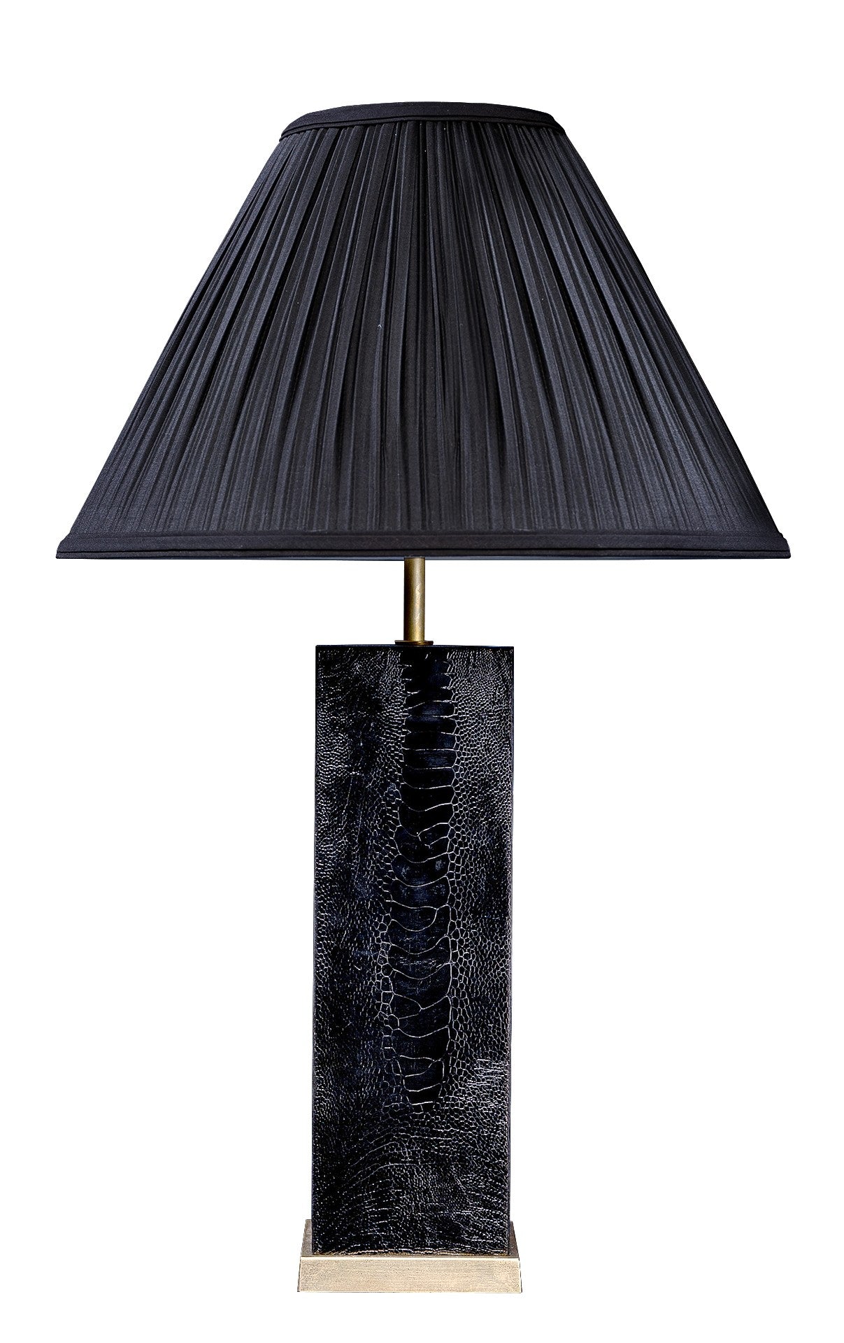 Keira Column Table Lamp in Black Ostrich Shin