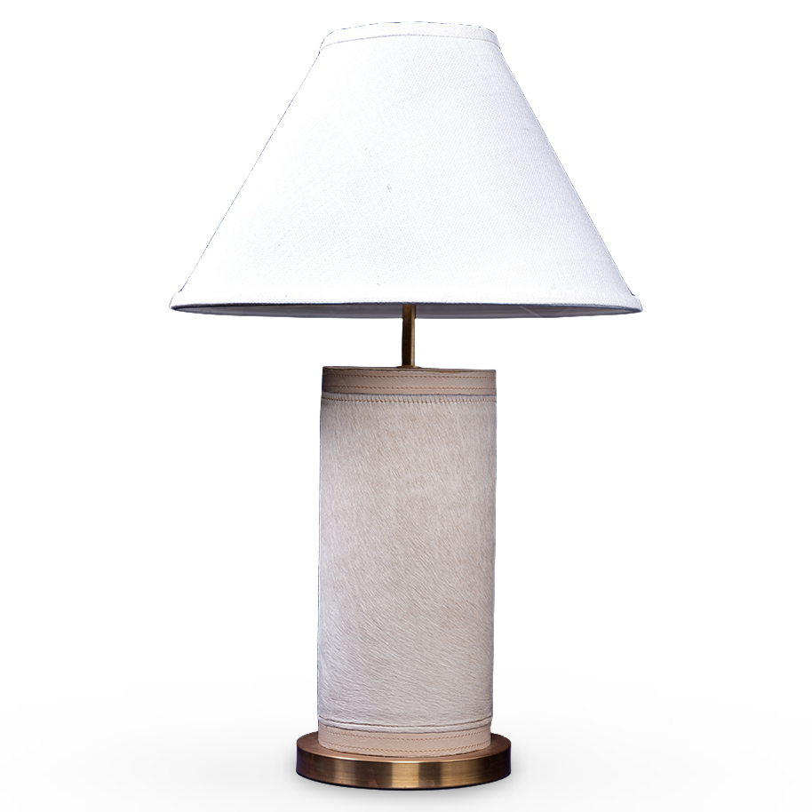 Nolu Table Lamp in Cream Cow Hide