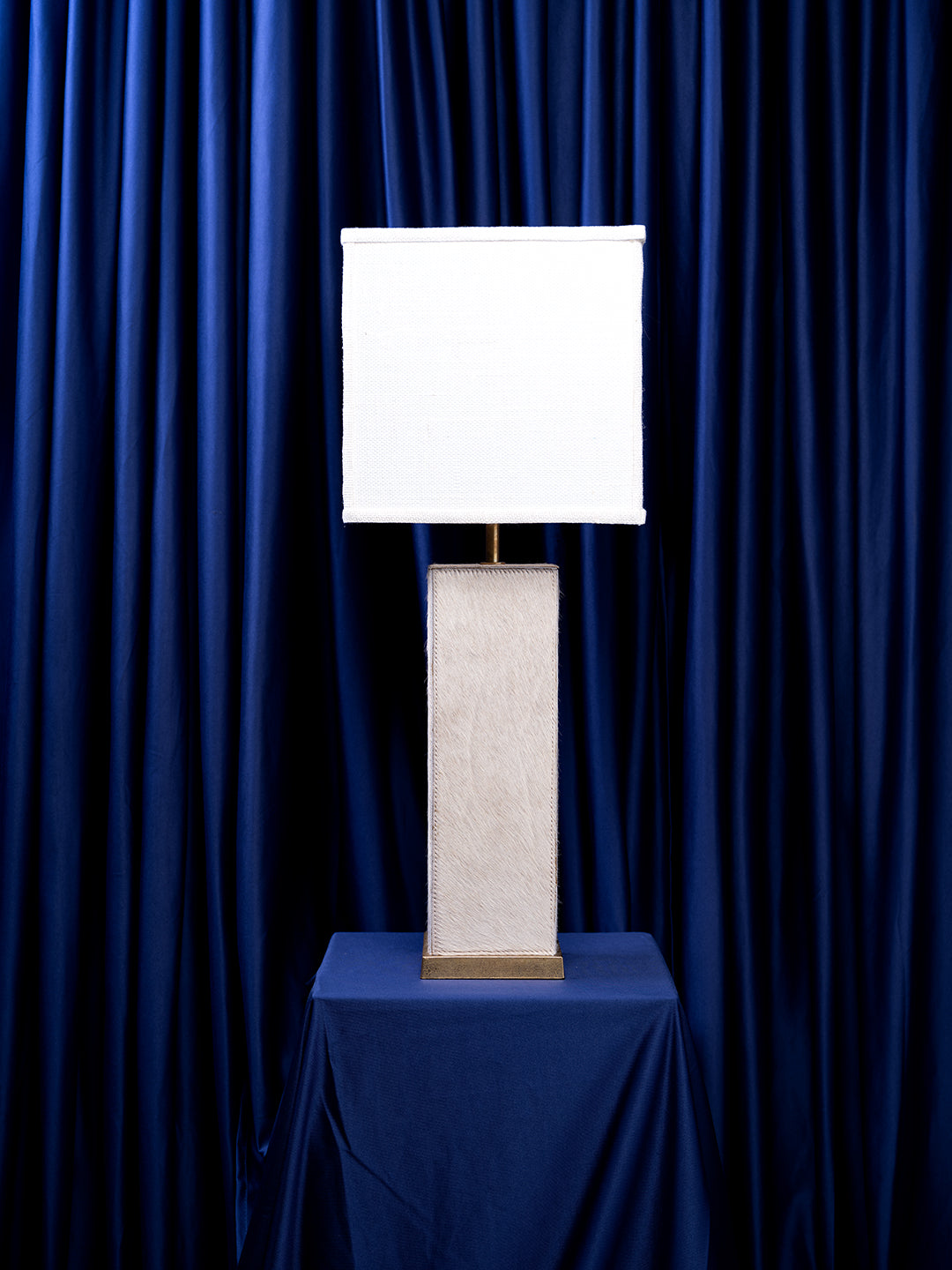 Keira Column Table Lamp in Cream Cow Hide