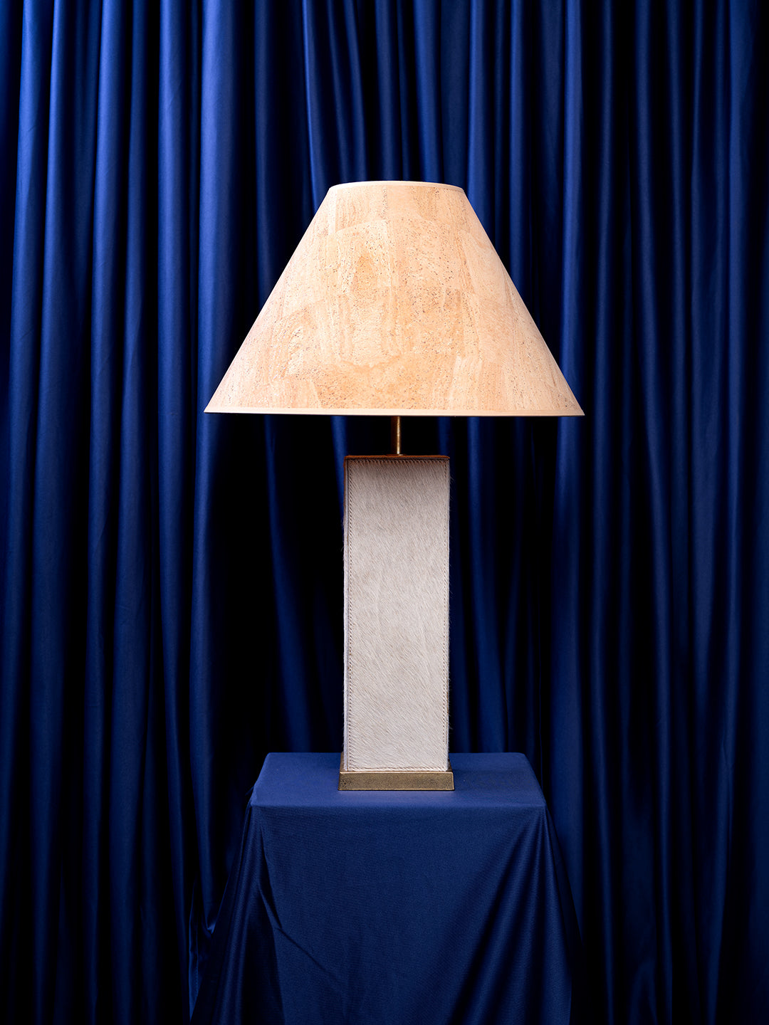 Keira Column Table Lamp in Cream Cow Hide