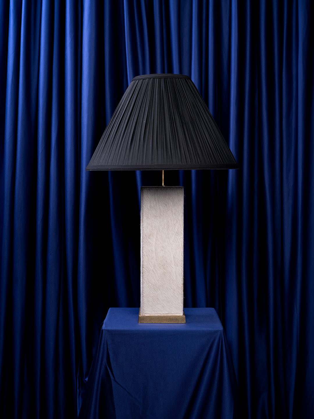 Keira Column Table Lamp in Cream Cow Hide