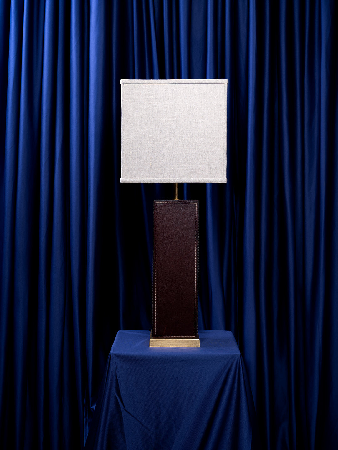 Keira Column Table Lamp in Leather
