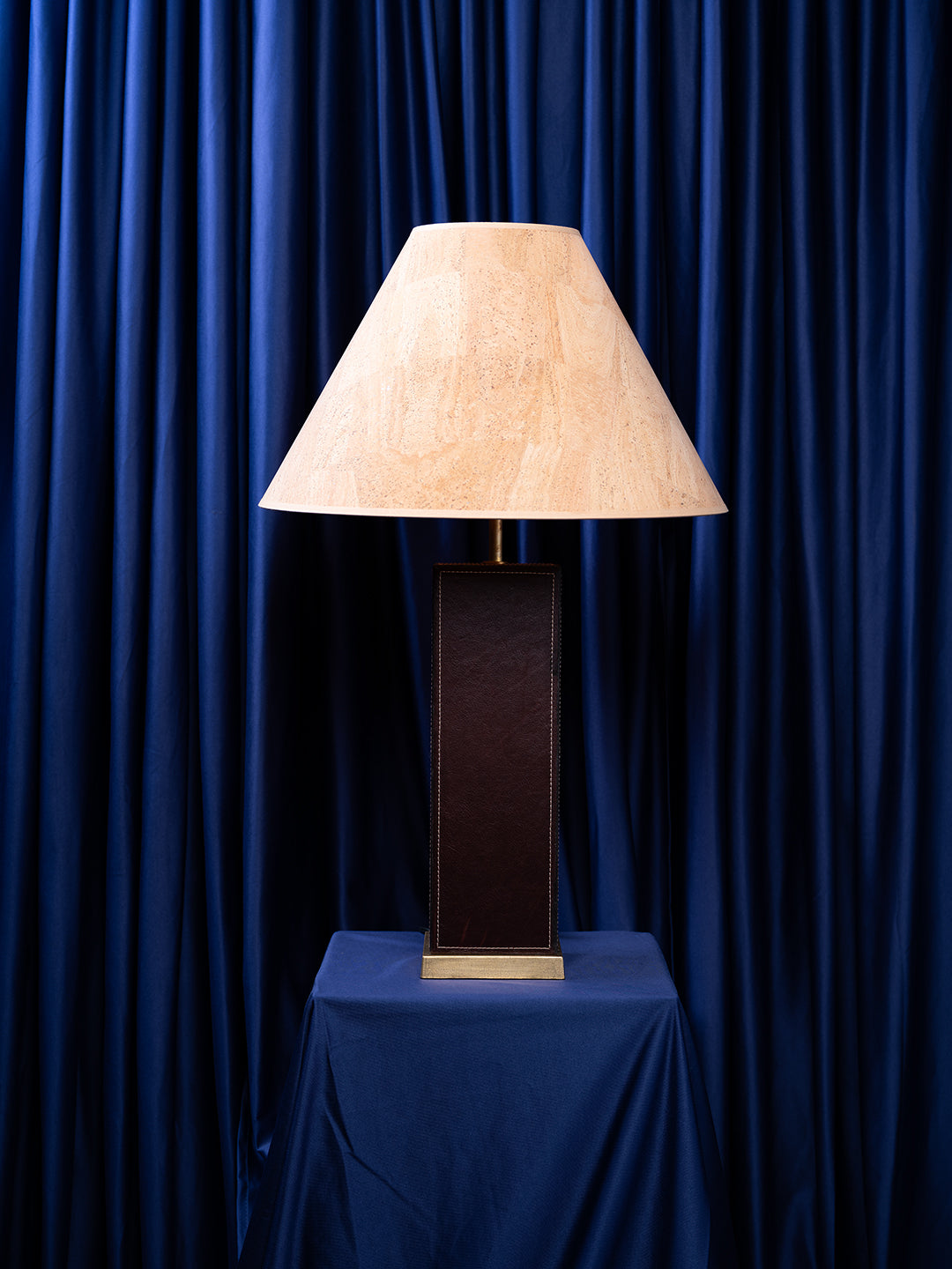 Keira Column Table Lamp in Leather
