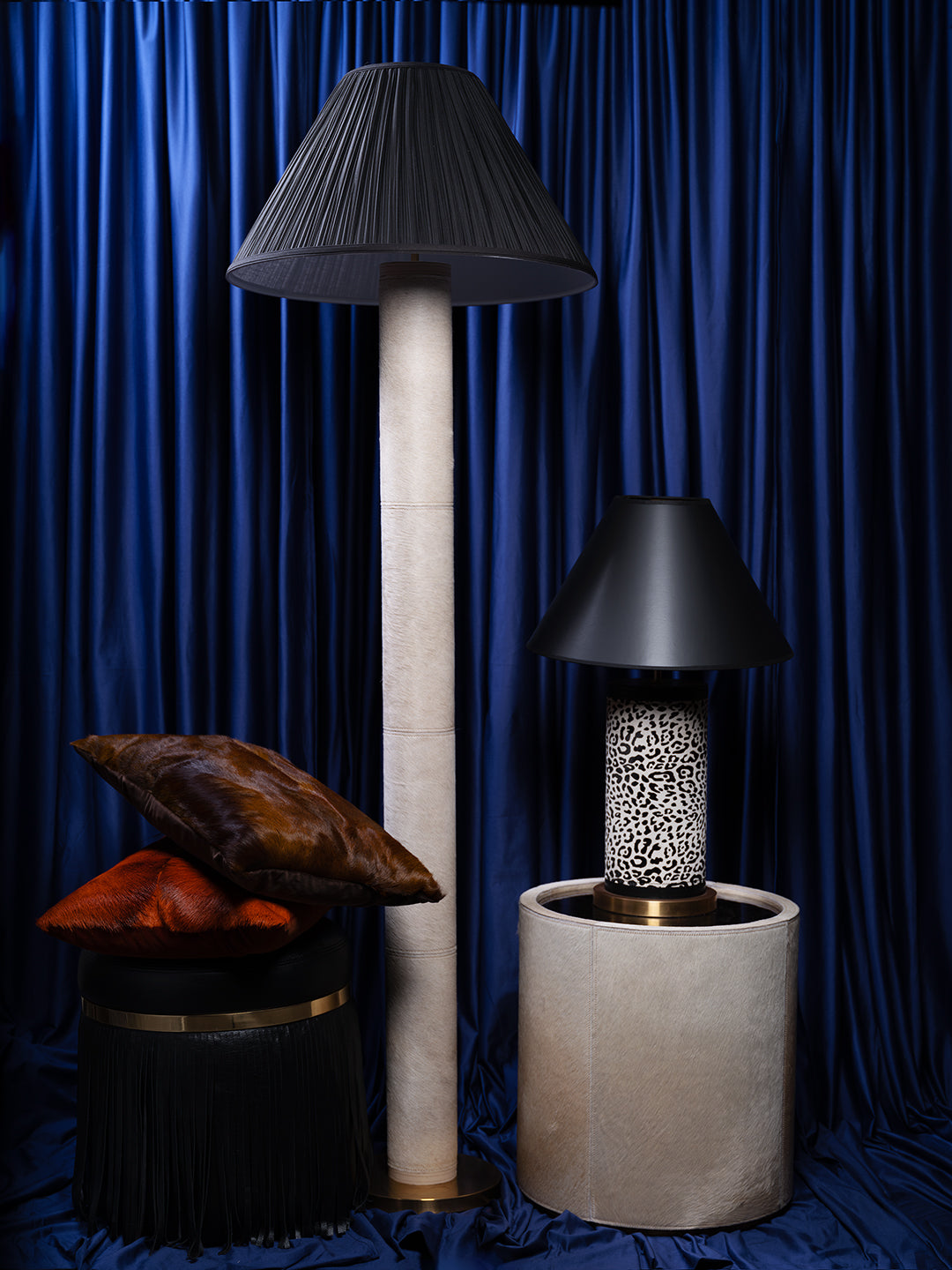 Nawi Floor Lamp in Cream Cow Hide