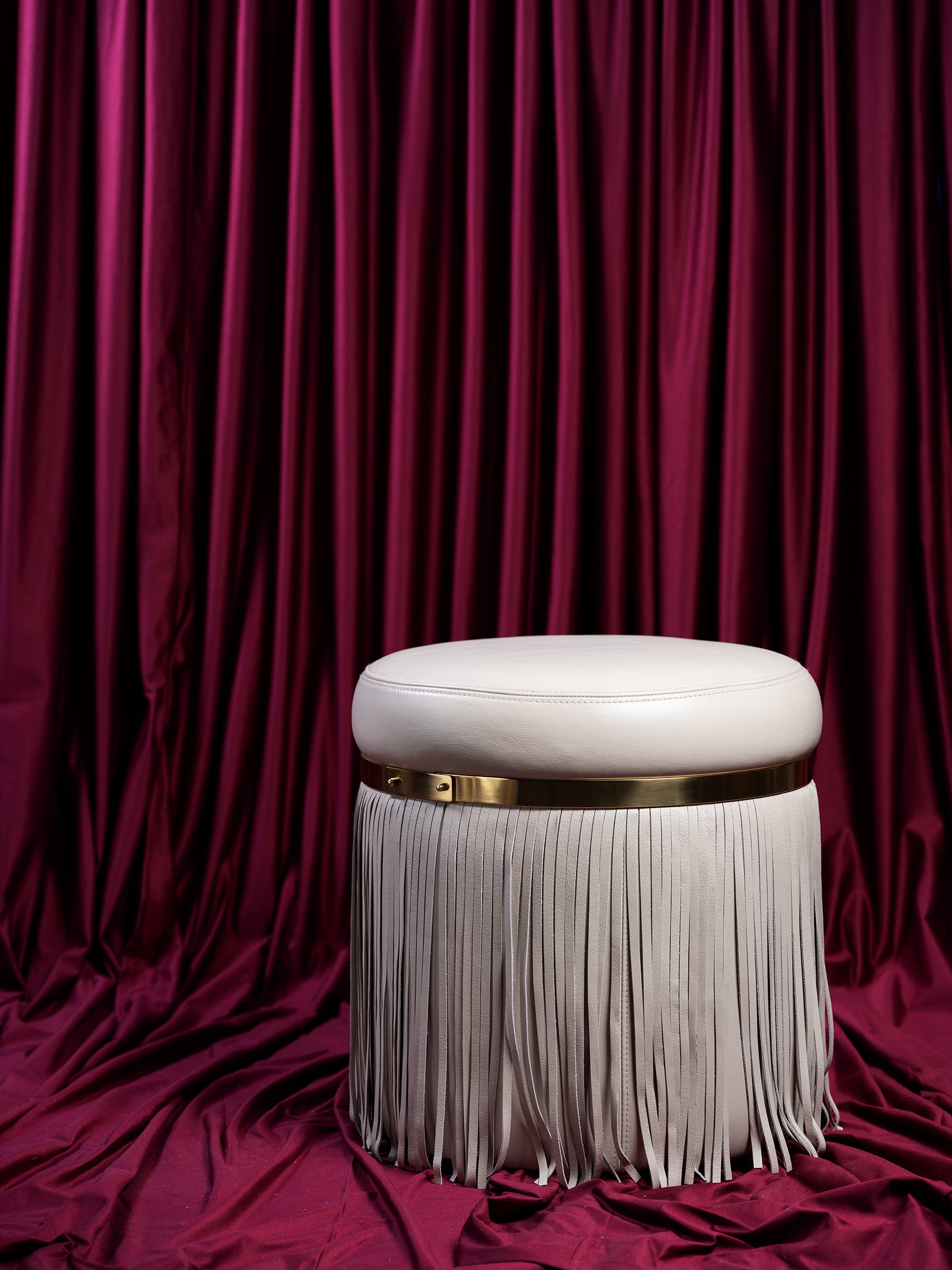 Nobu Ottoman in Cream-Stone Leather