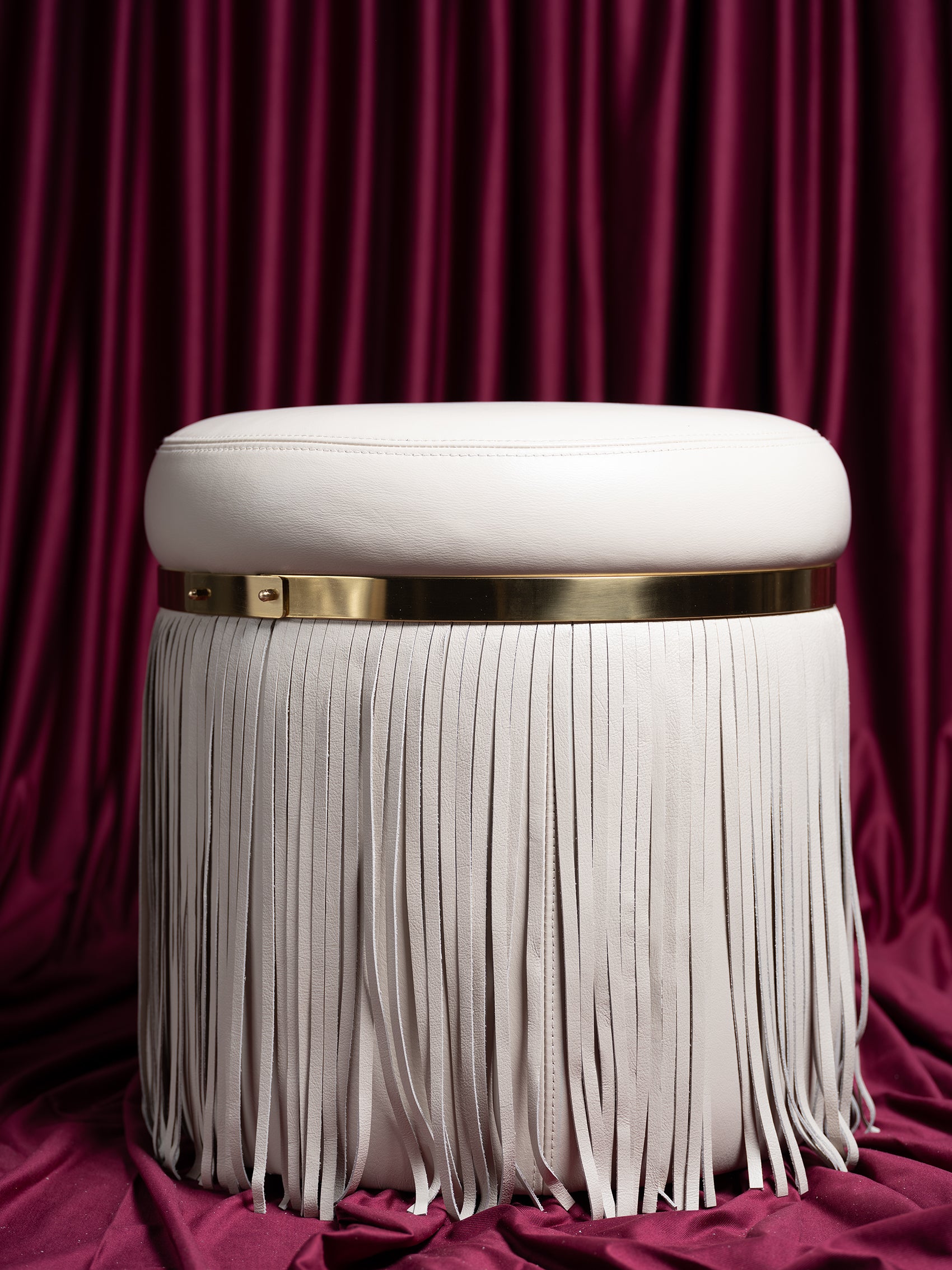 Nobu Ottoman in Cream-Stone Leather