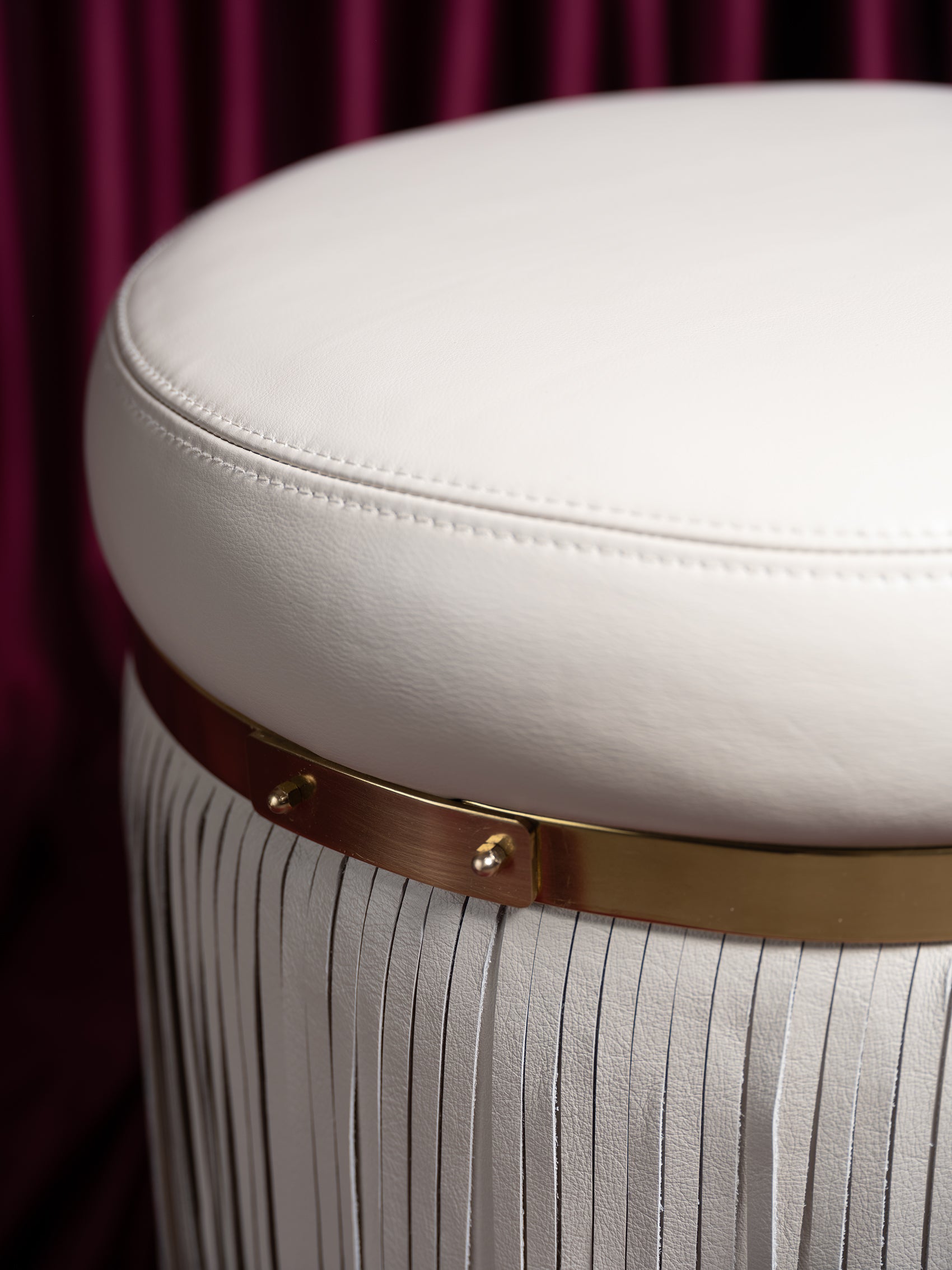 Nobu Ottoman in Cream-Stone Leather