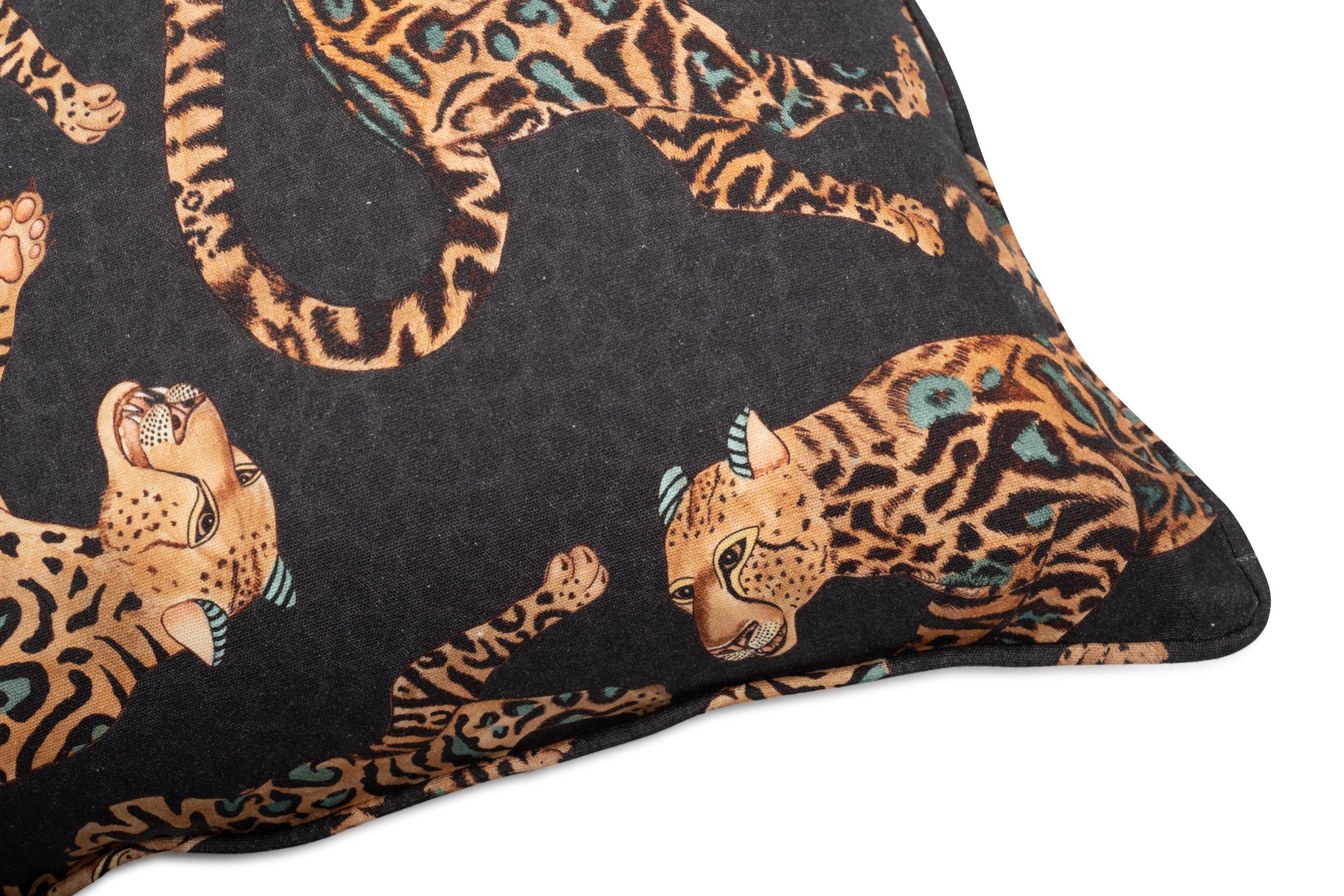 Cheetah Kings Lumbar Pillow - Linen - Amber