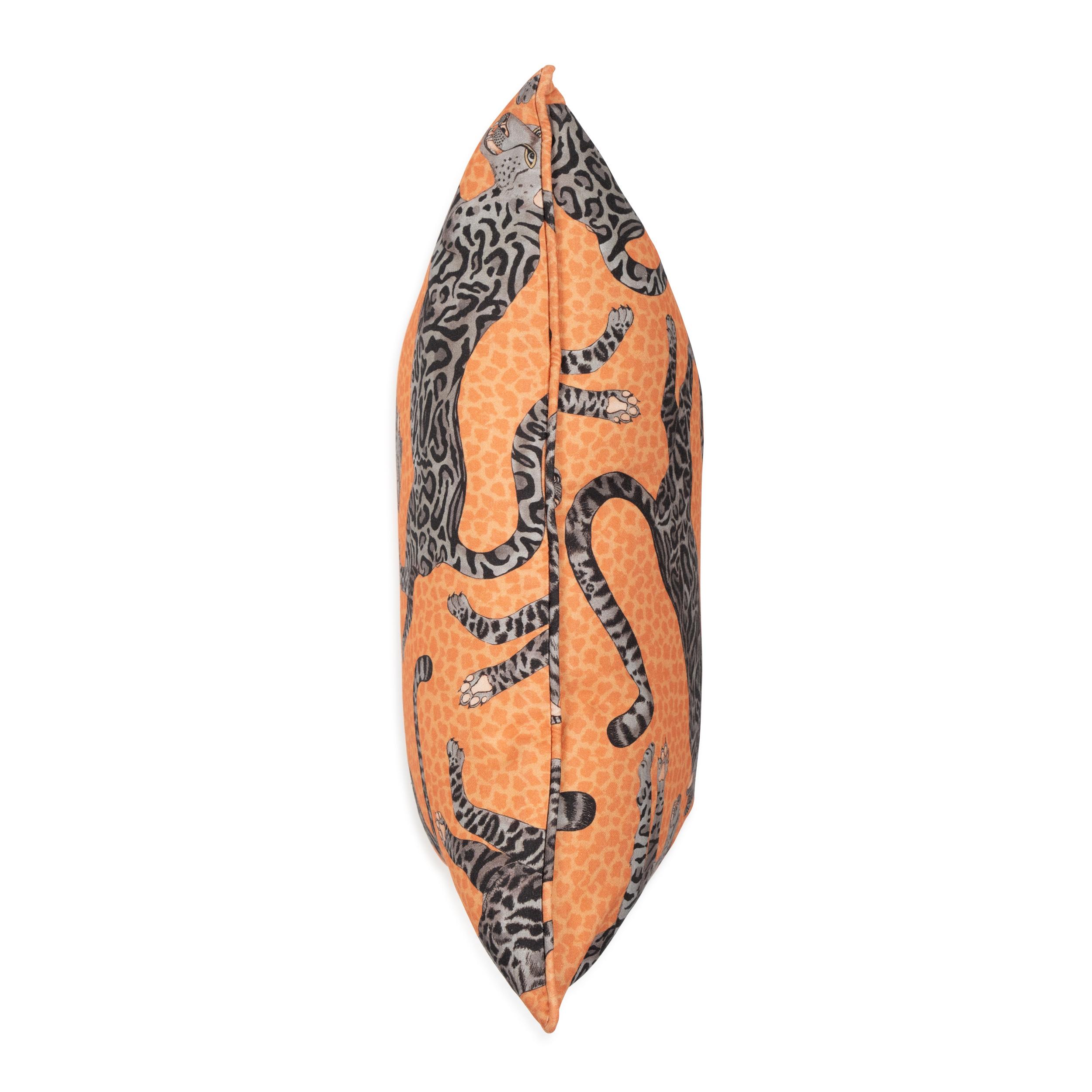 Cheetah Kings Lumbar Pillow - Linen - Coral