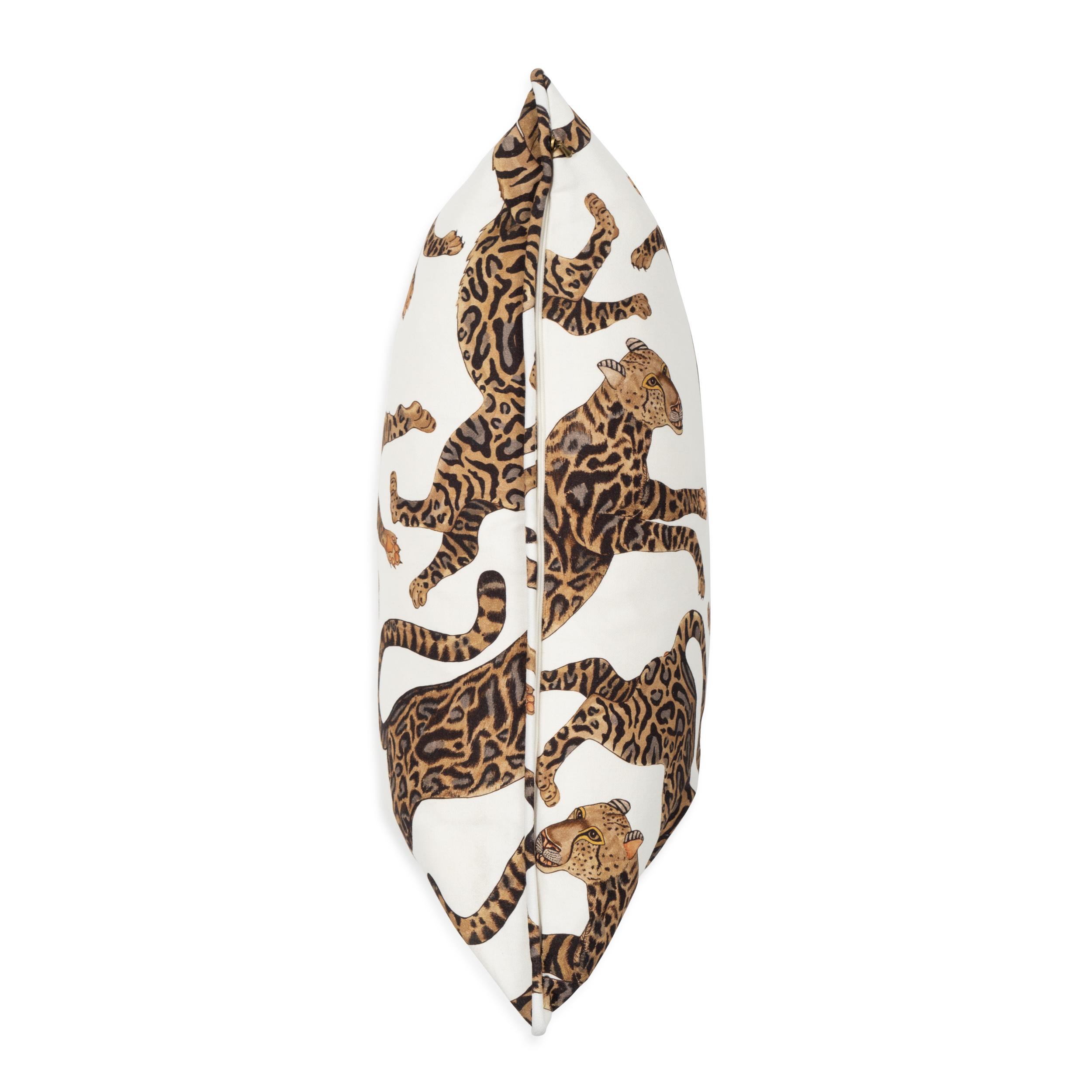 Cheetah Kings Lumbar Pillow - Linen - Chalk