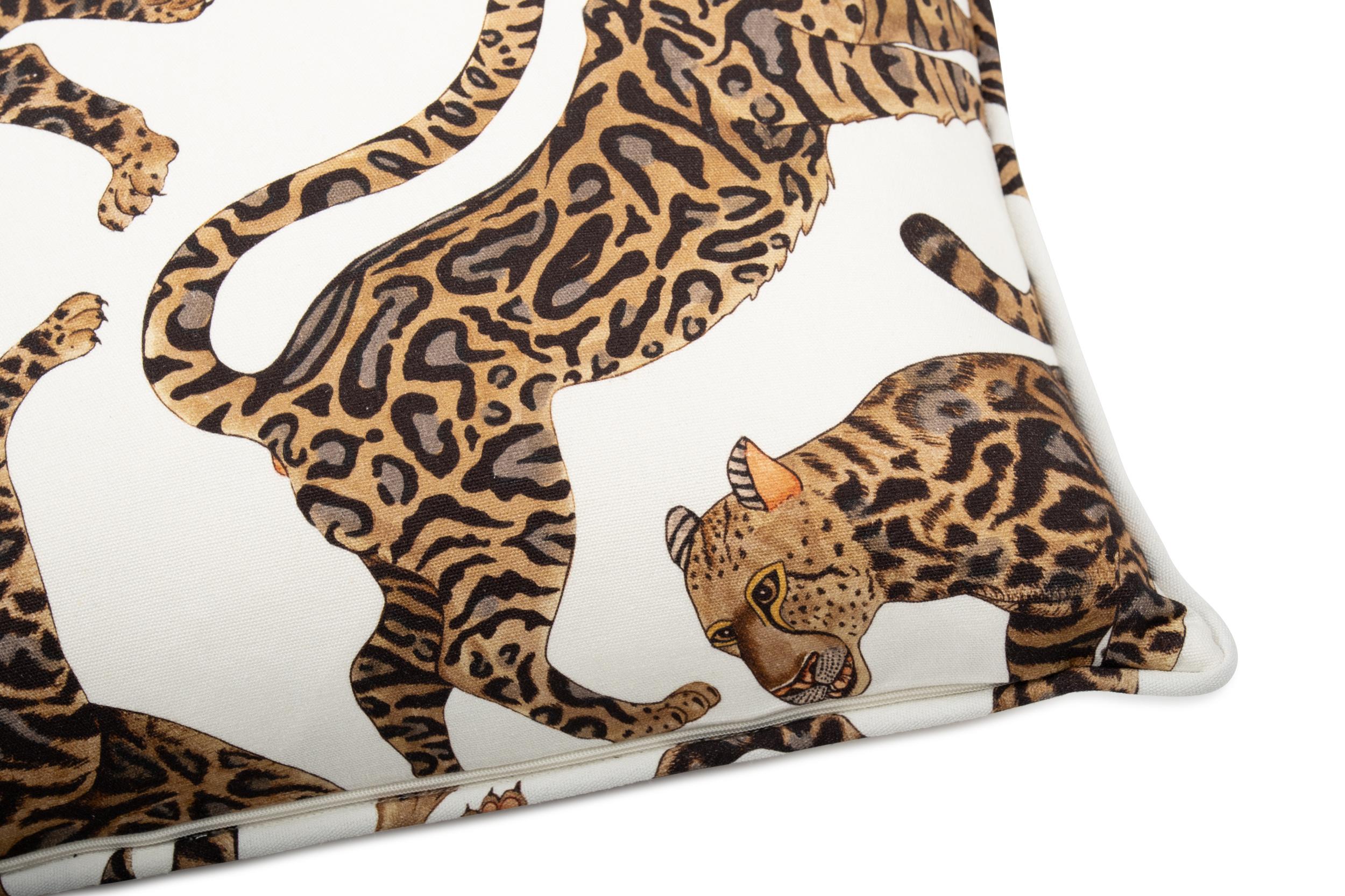 Cheetah Kings Lumbar Pillow - Linen - Chalk