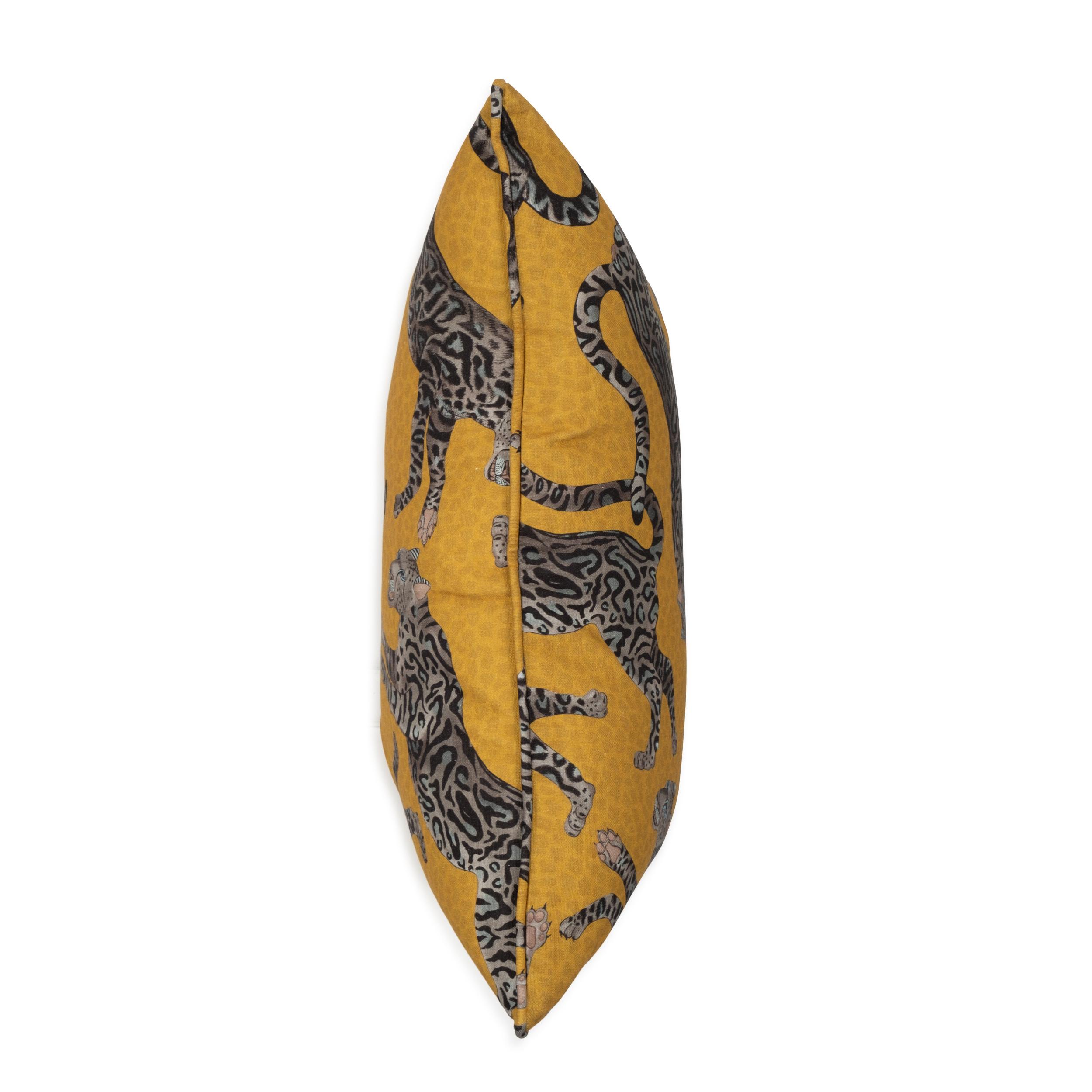Cheetah Kings Lumbar Pillow - Linen - Gold