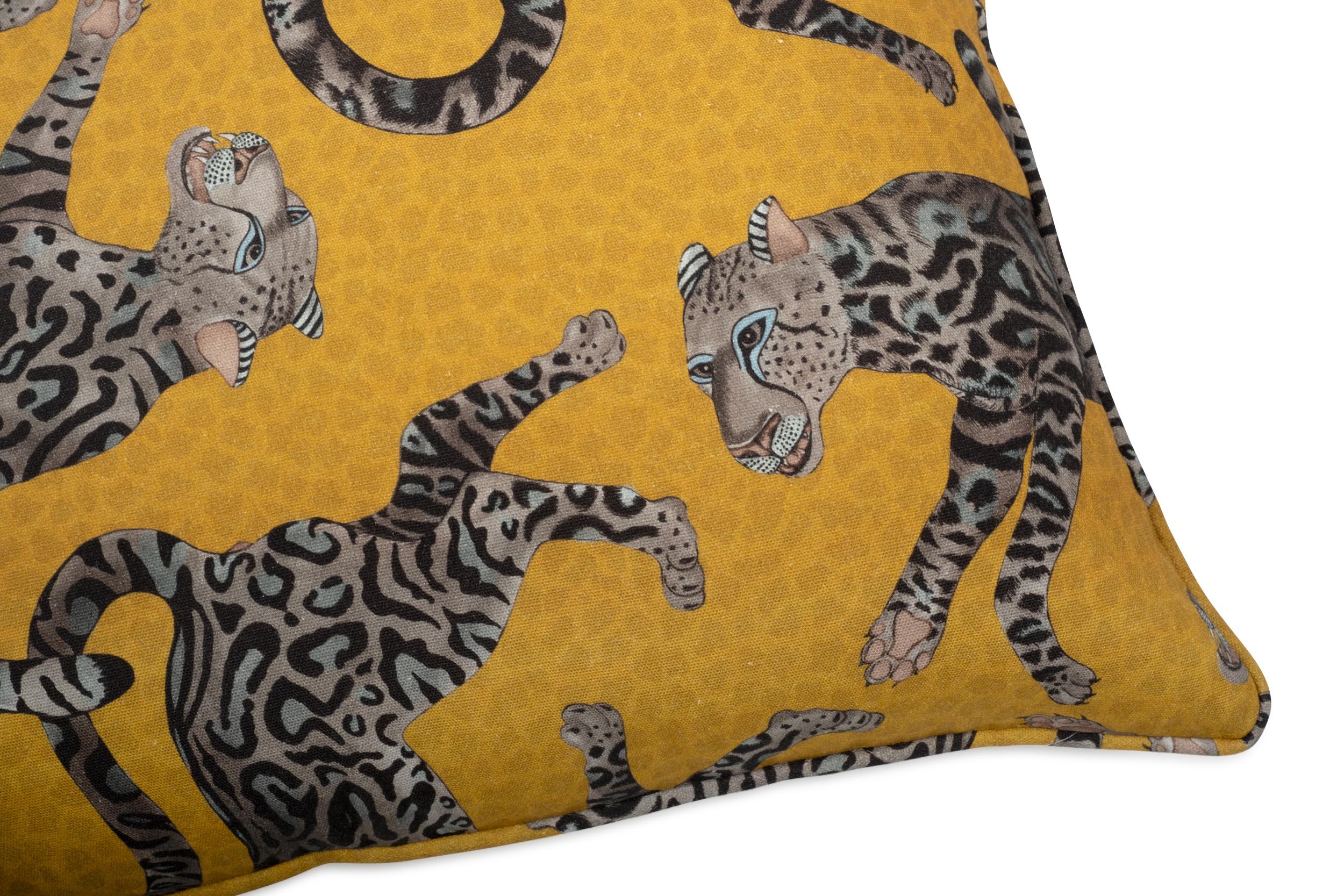 Cheetah Kings Lumbar Pillow - Linen - Gold