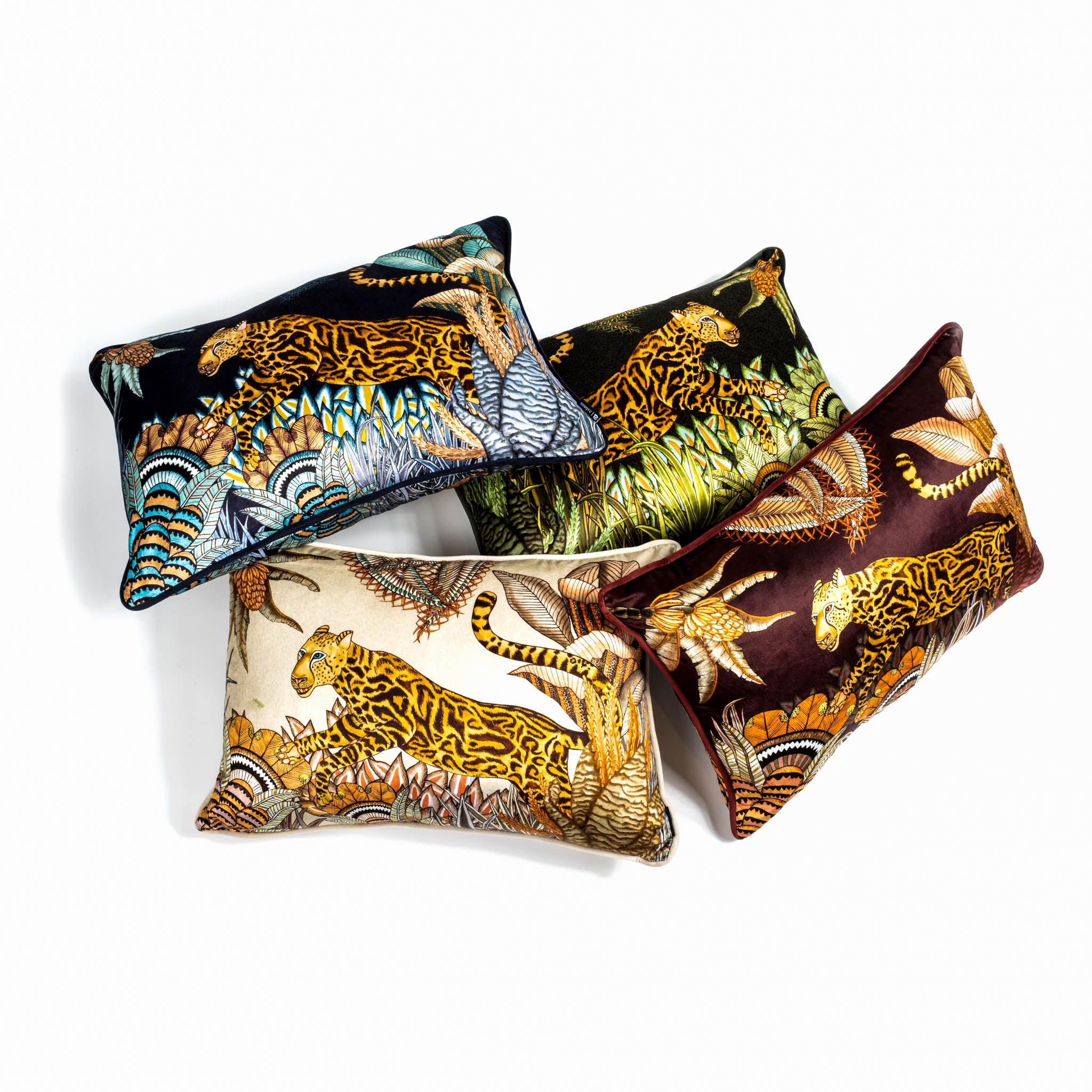 Cheetah Kings Forest Lumbar Pillow - Velvet - Tanzanite