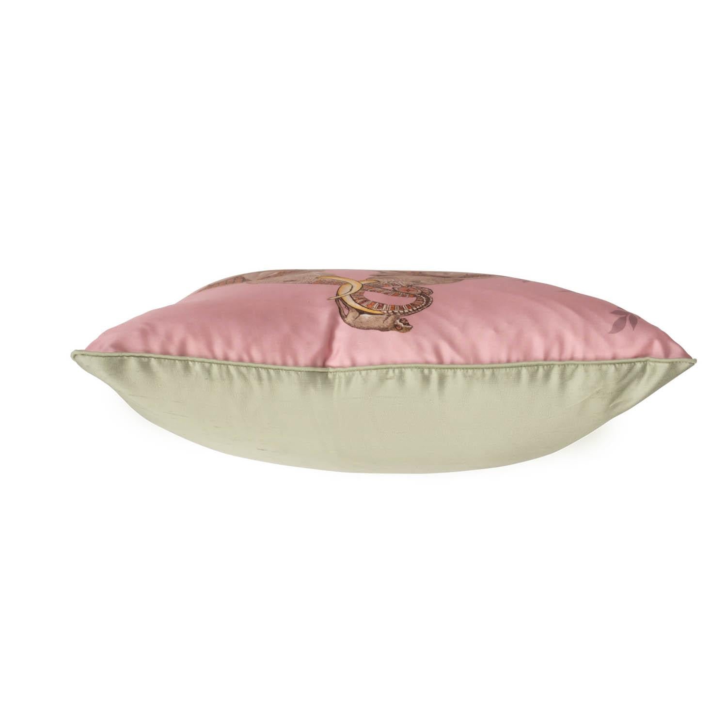 Dancing Elephants Pillow - Silk - Magnolia