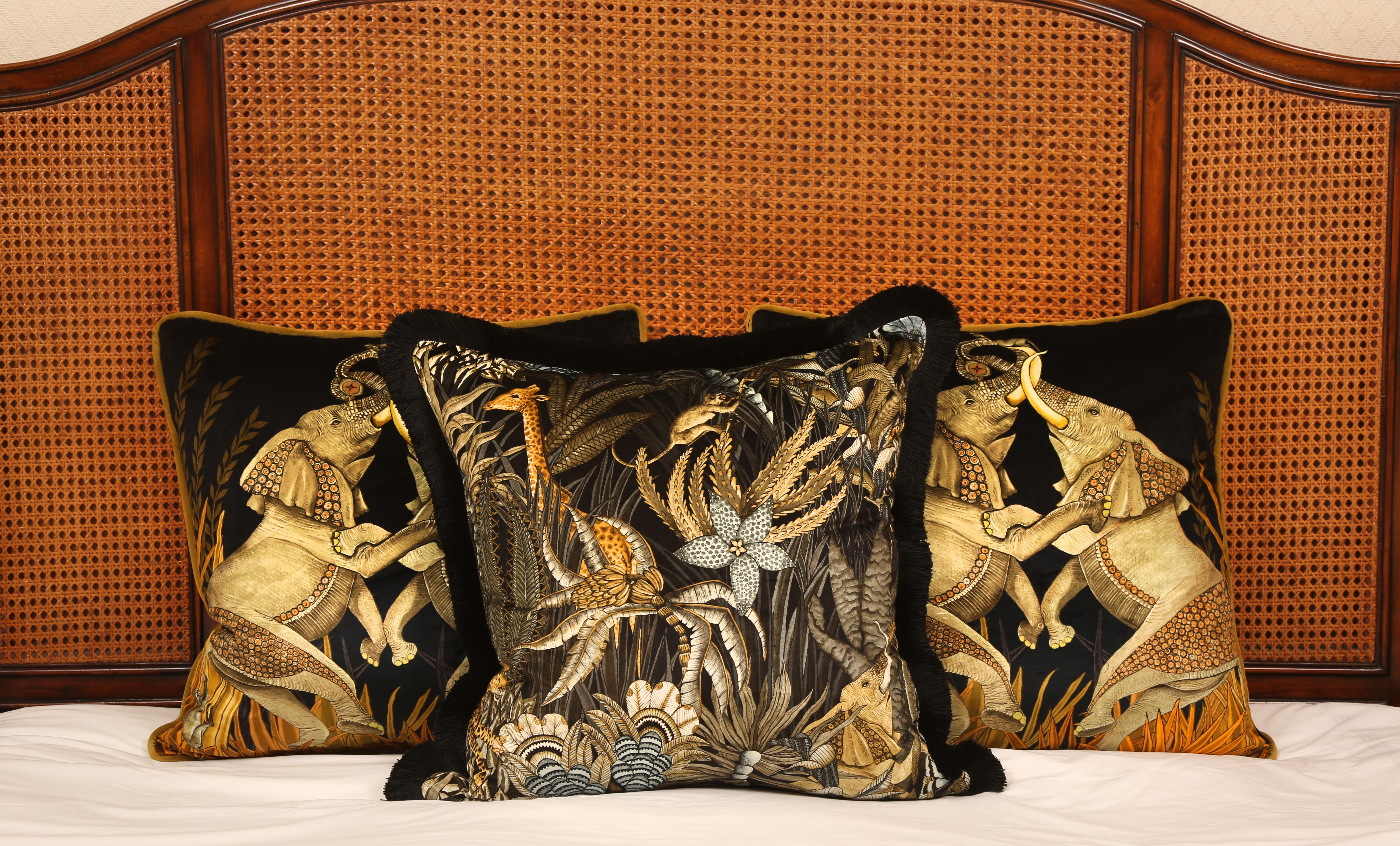 Sabie Forest Pillow - Velvet w/ Fringe - Moonlight