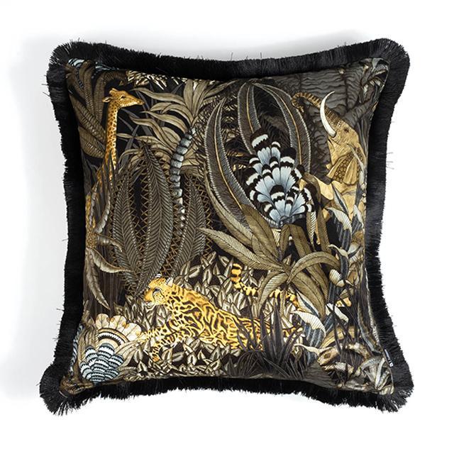 Sabie Forest Pillow - Velvet w/ Fringe - Moonlight