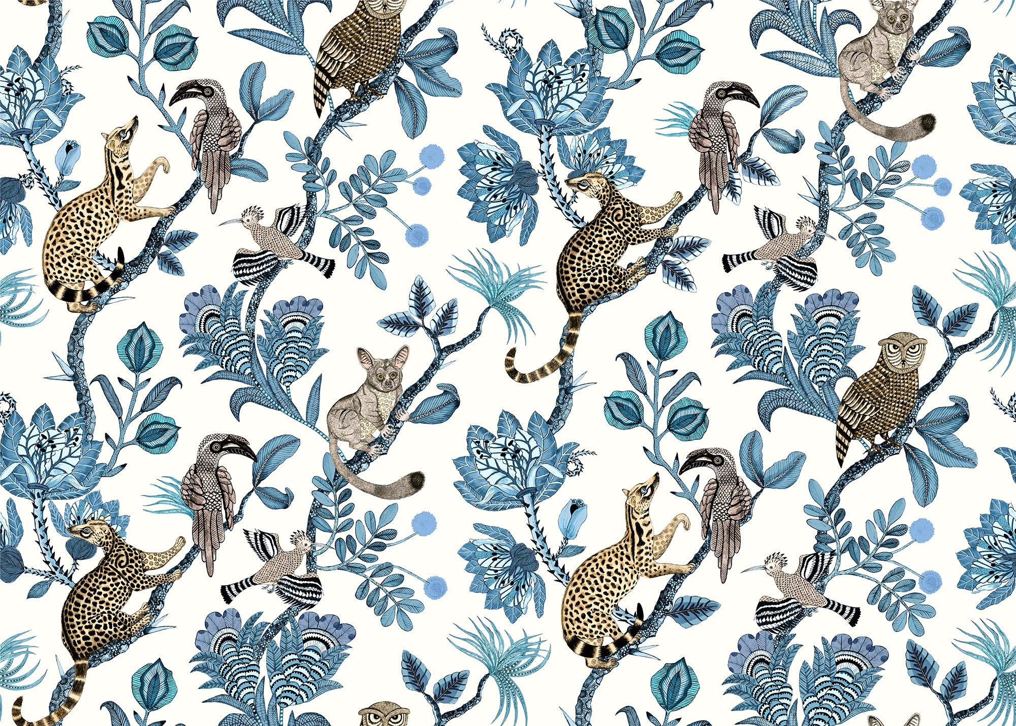 Camp Critters Fabric - Linen - Tanzanite