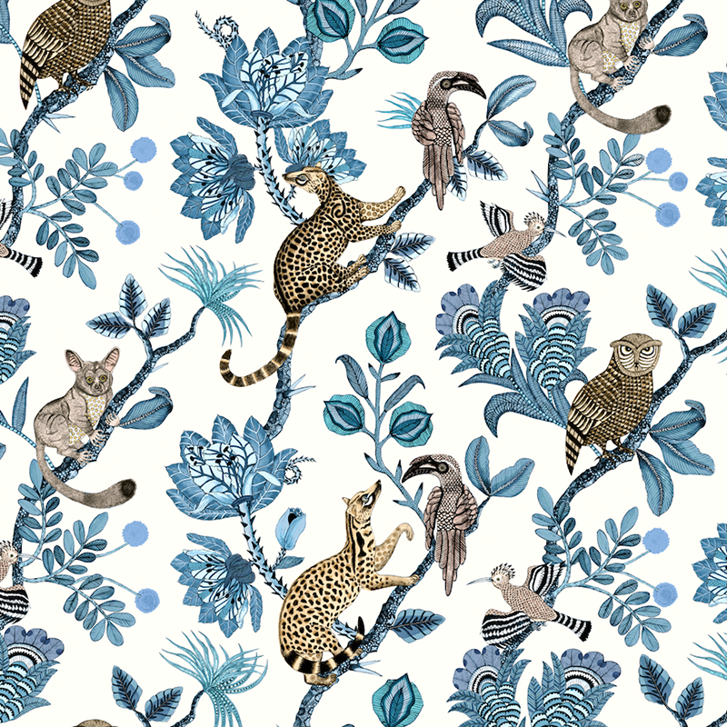 Camp Critters Fabric - Linen - Tanzanite