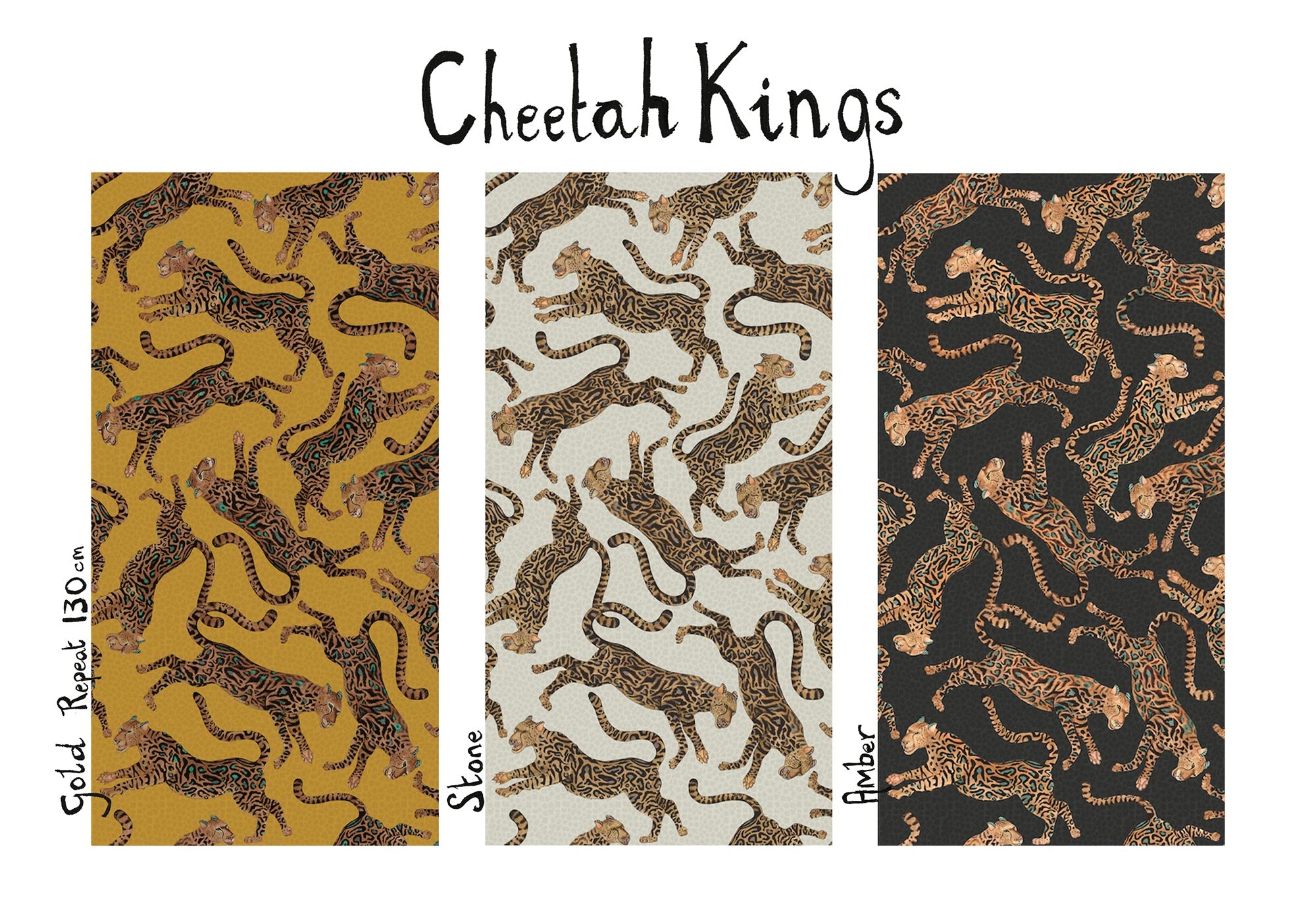 Cheetah Kings Fabric - Linen - Amber