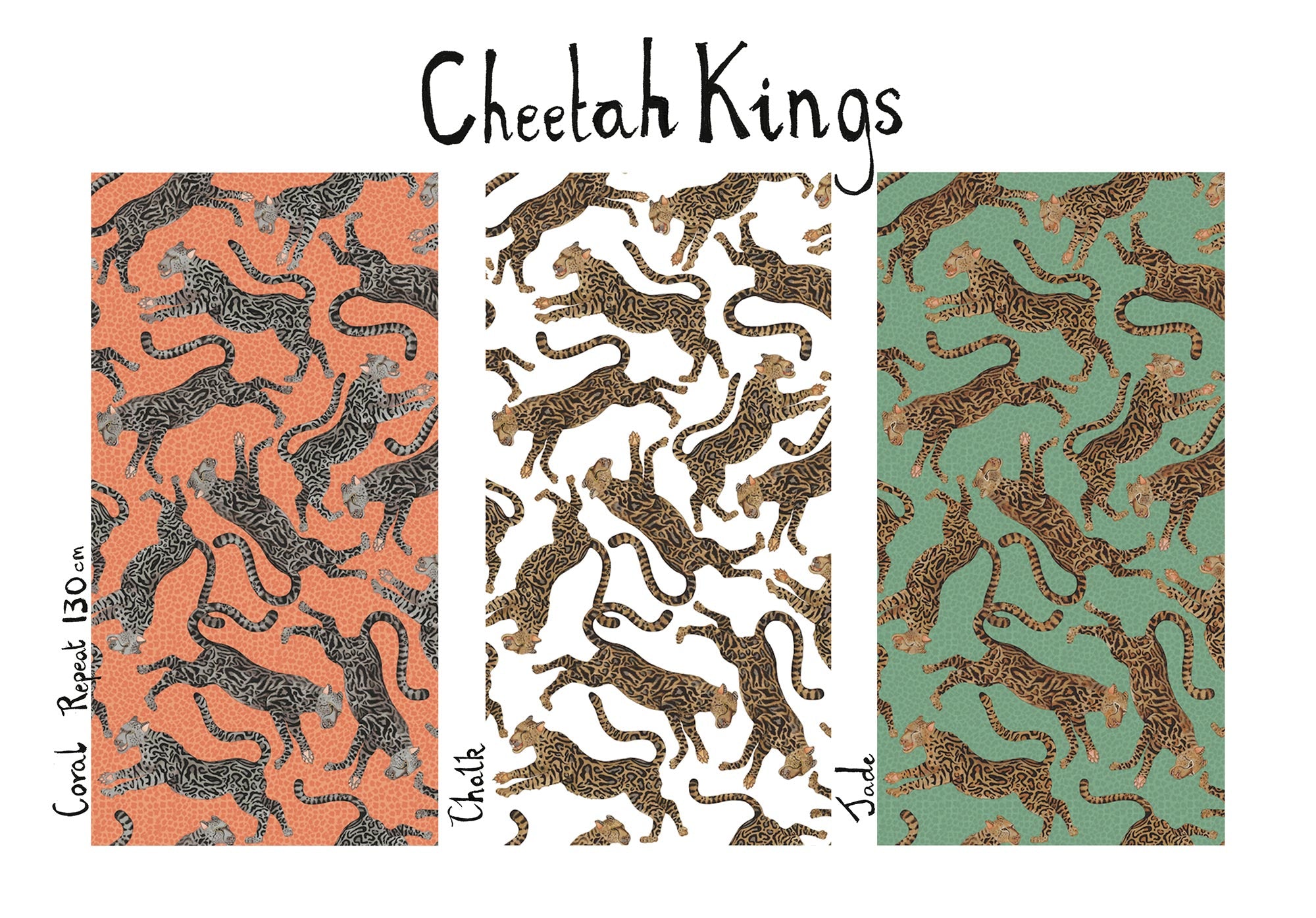 Cheetah Kings Fabric - Linen - Jade