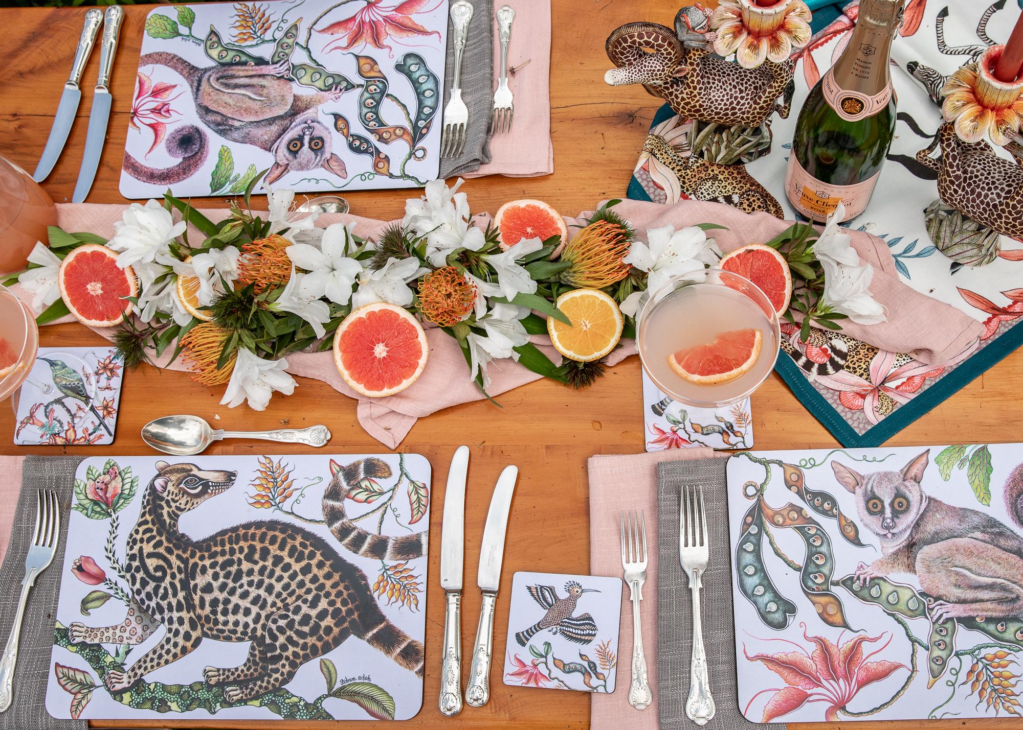 Camp Critters Bush Baby Placemats (Pair) - Chalk