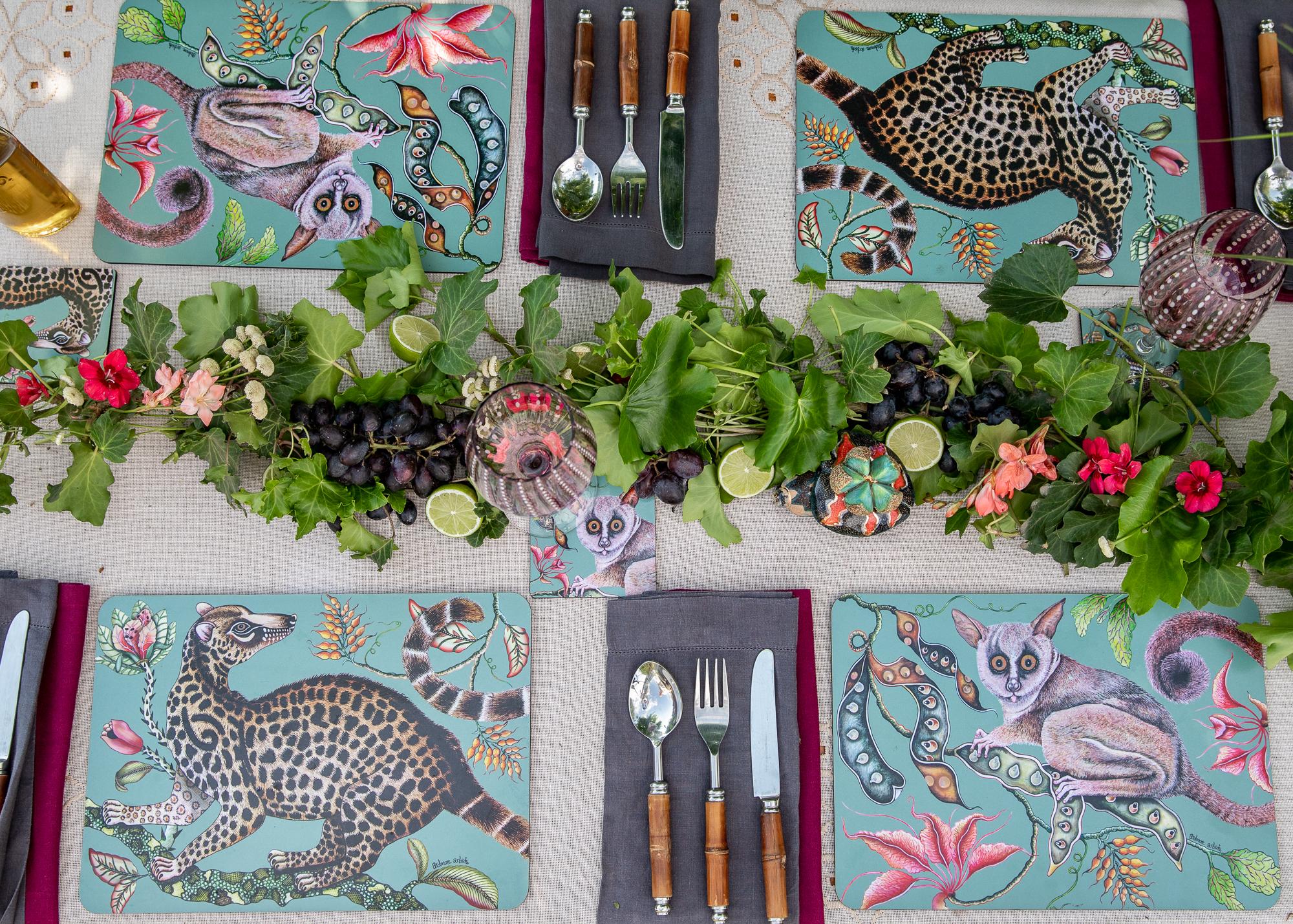 Camp Critters Bush Baby Placemats (Pair) - Jade