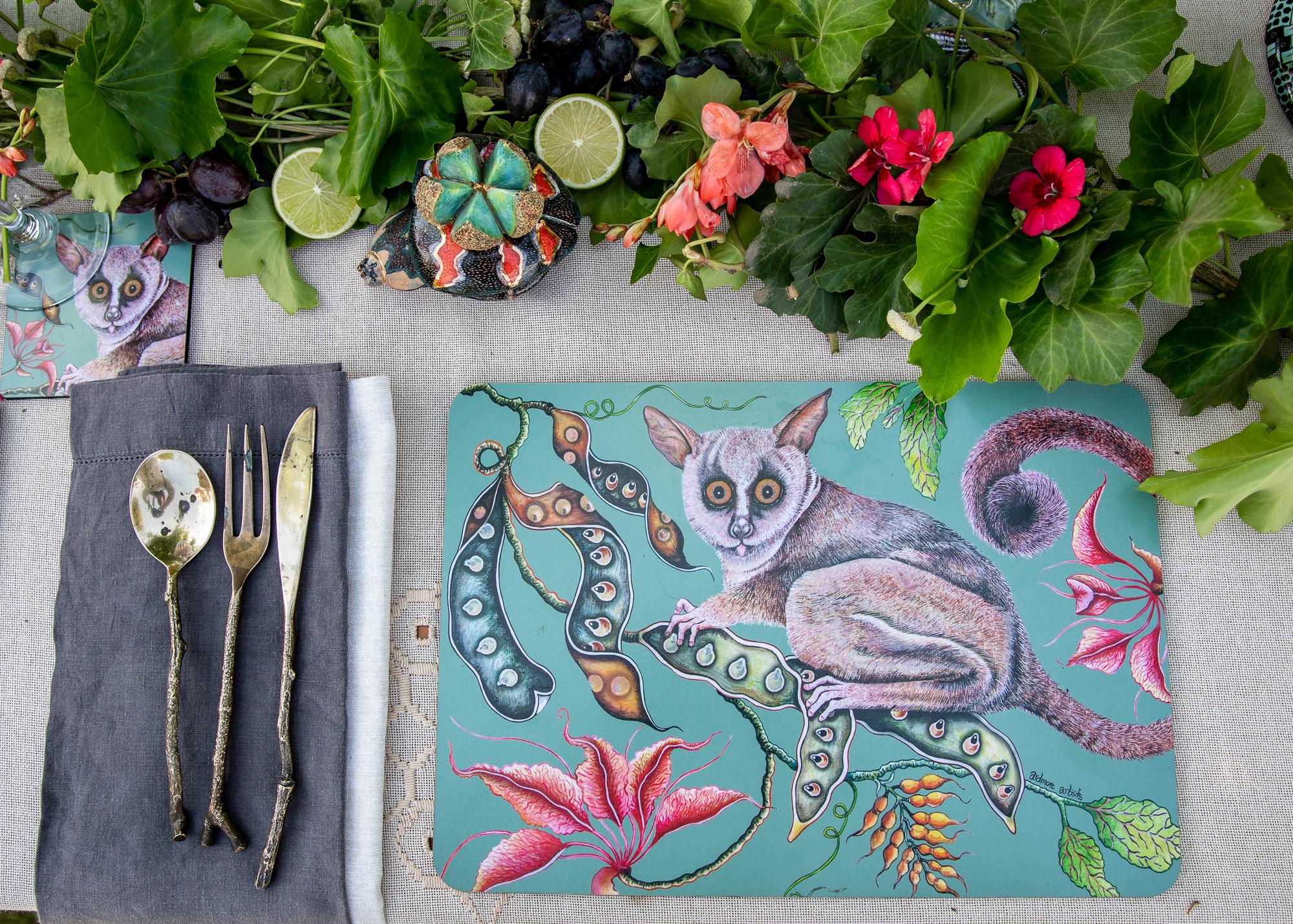 Camp Critters Bush Baby Placemats (Pair) - Jade