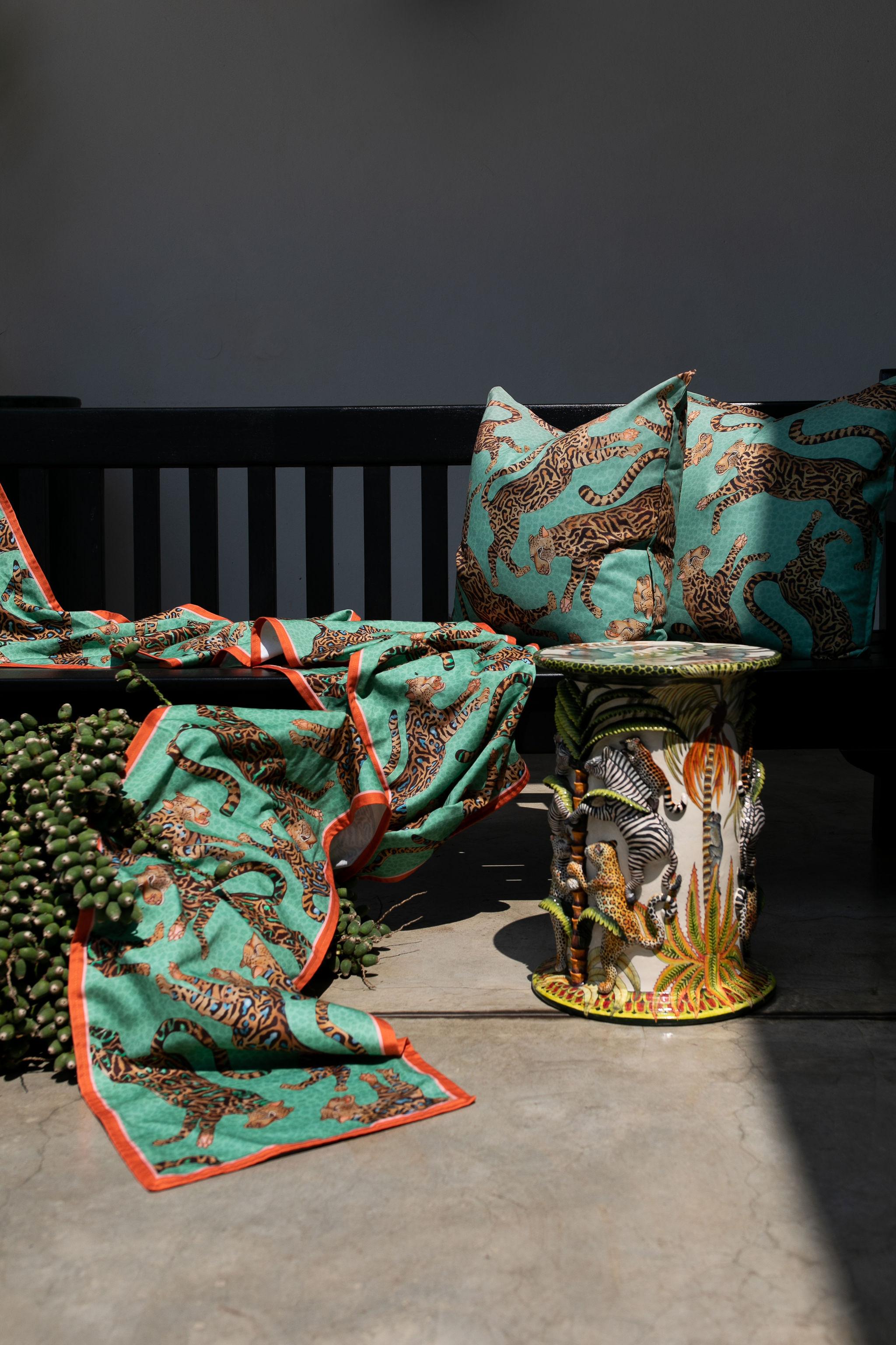 Cheetah Kings Table Runner - Jade - Large