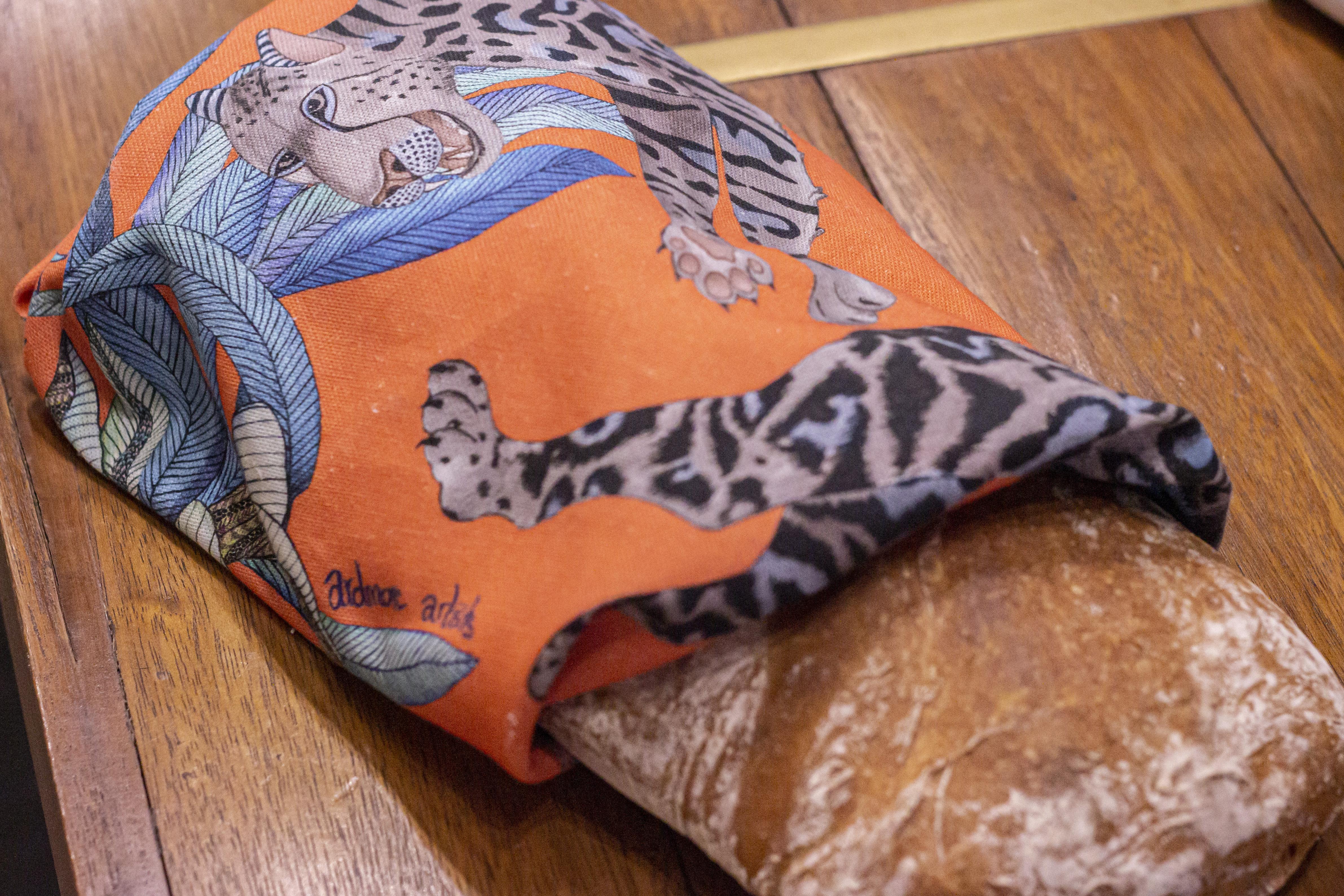 Cheetah Kings Tea Towel - Coral