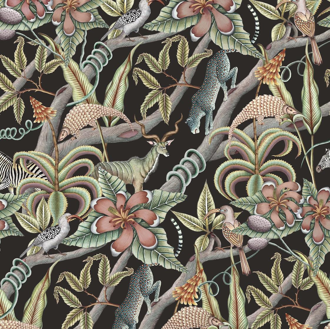 Pangolin Park Fabric - Linen - Night