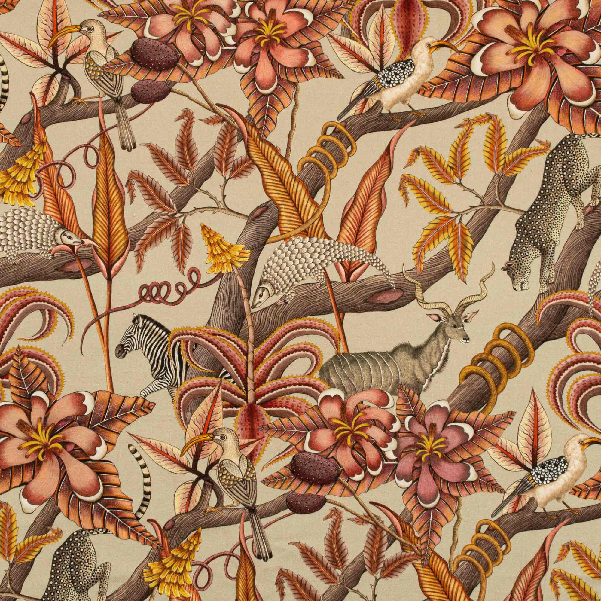 Pangolin Park Fabric - Linen - Plum