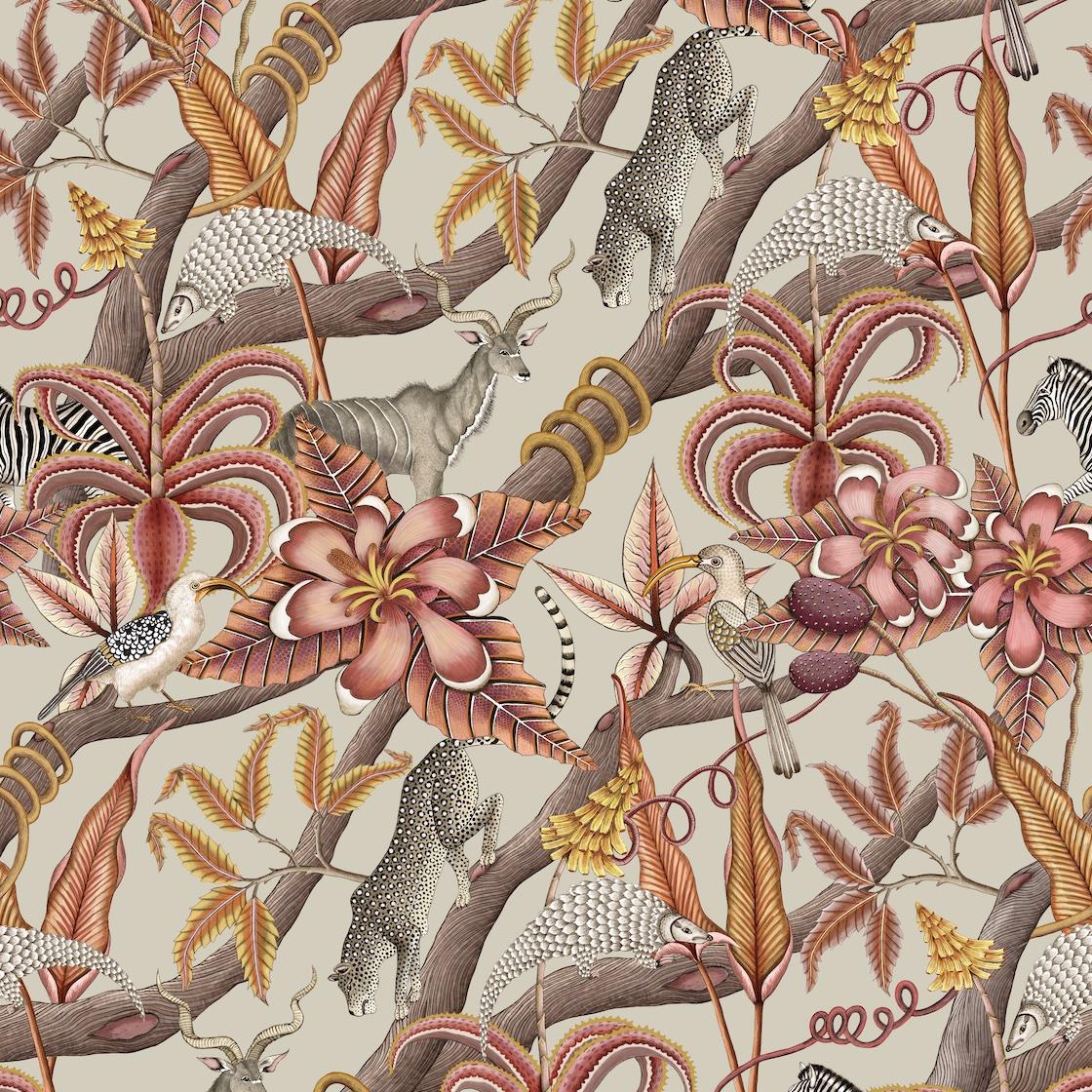 Pangolin Park Fabric - Linen - Plum