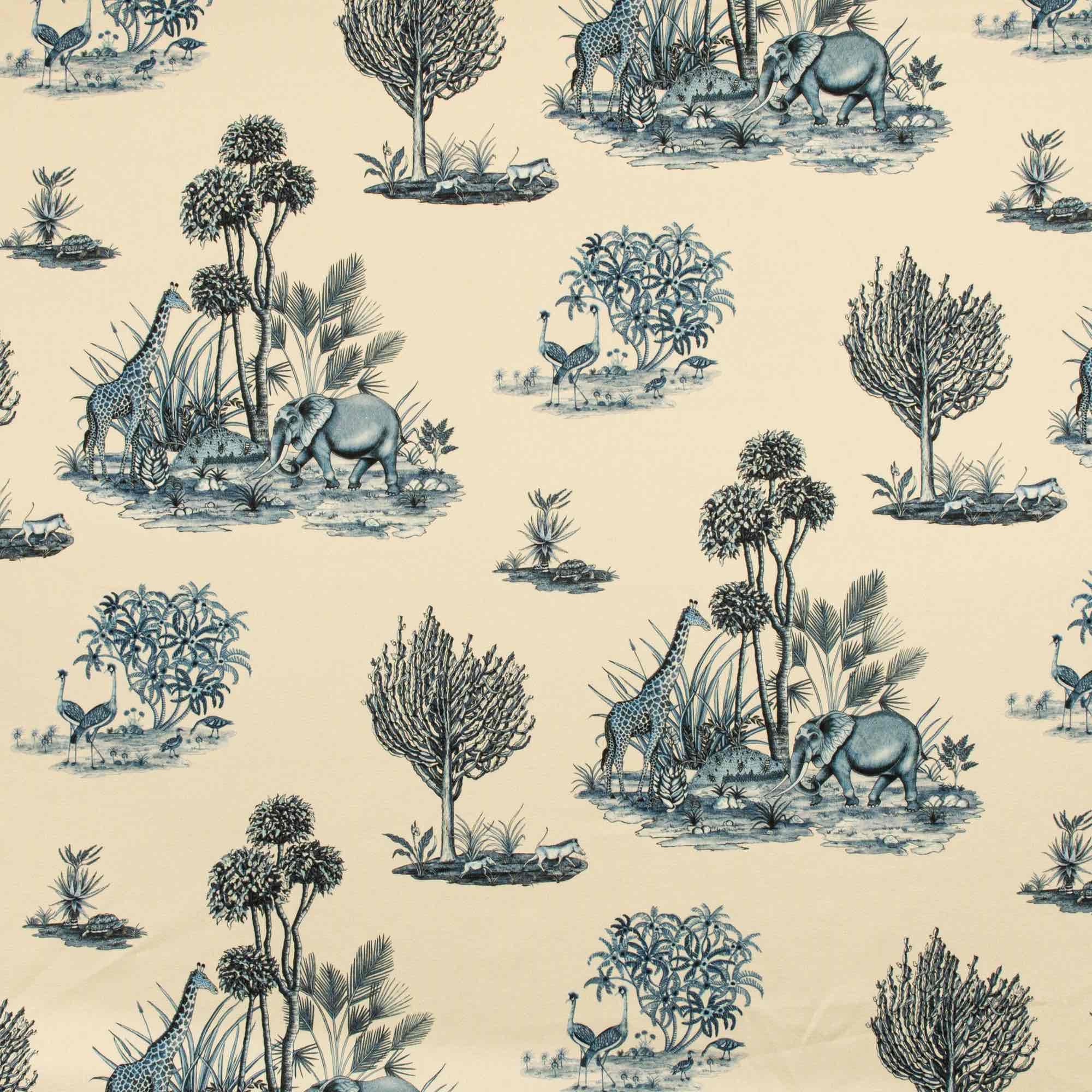 Thanda Toile Fabric - Linen - Tanzanite